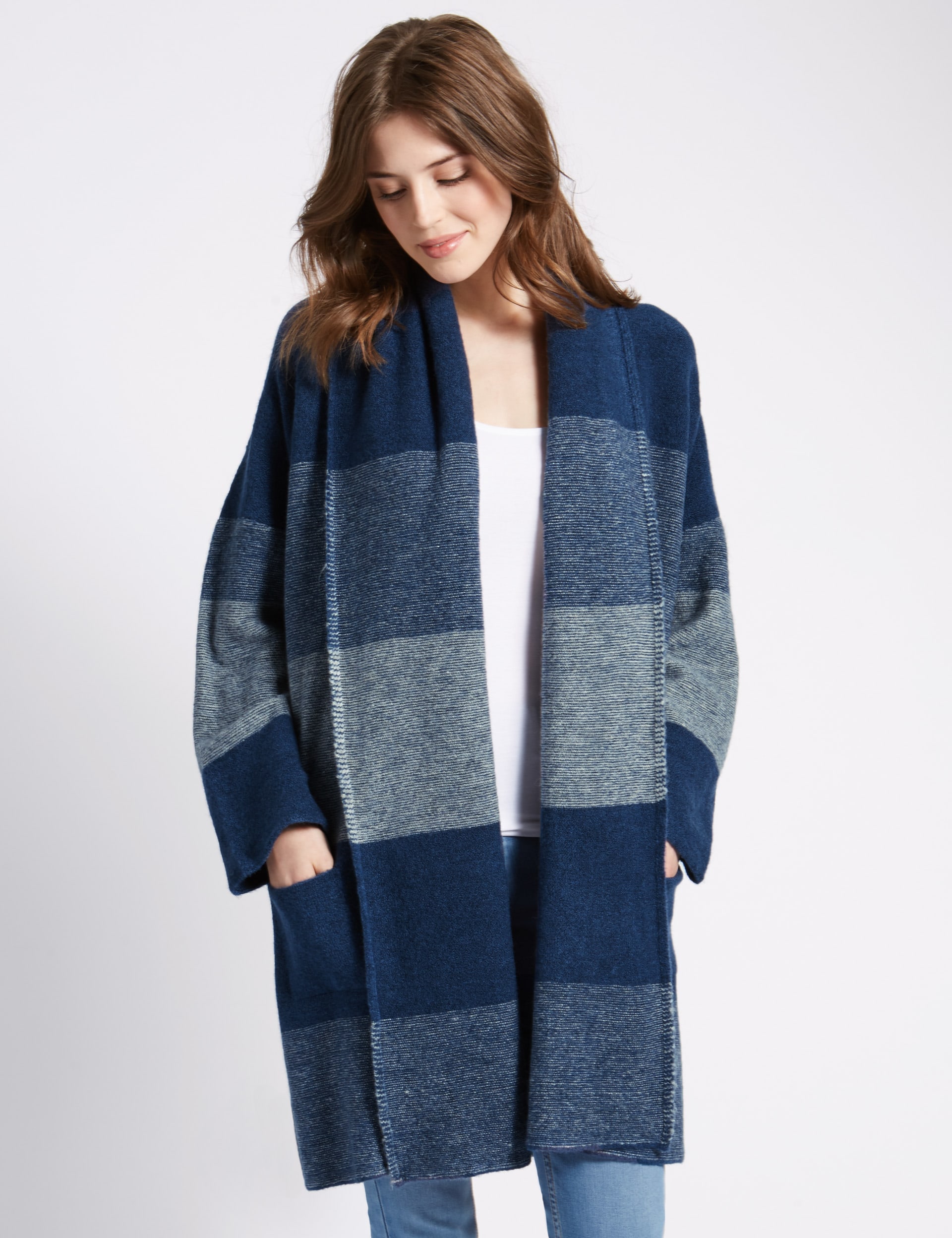 Open Front Colour Block Cardigan Image 2 of 4