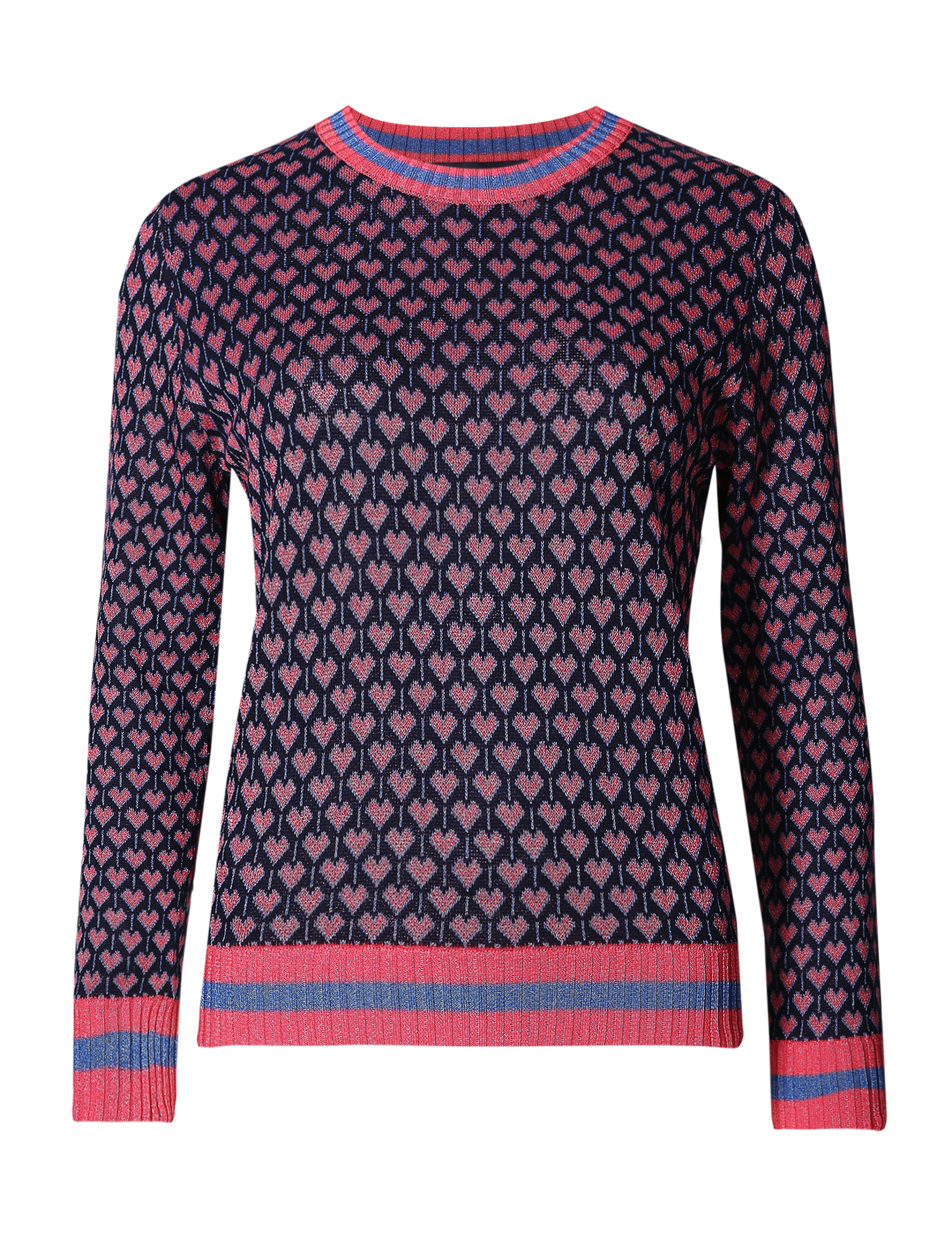 Mini Jacquard Heart Print Crew Neck Jumper Image 2 of 5
