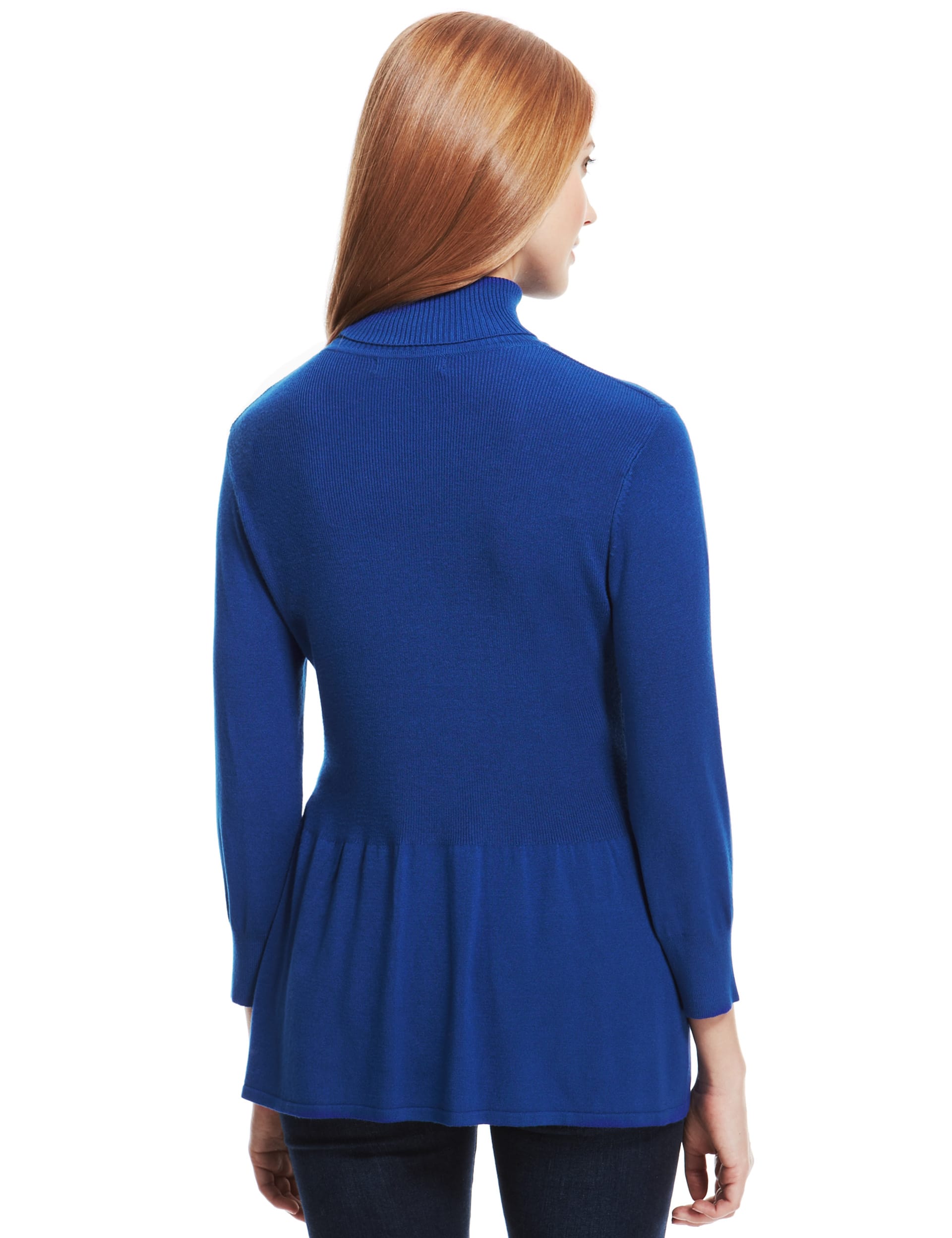 Cashmere Peplum Buttondown Sweater Scoop Neck Bright Blue offers Size Medium