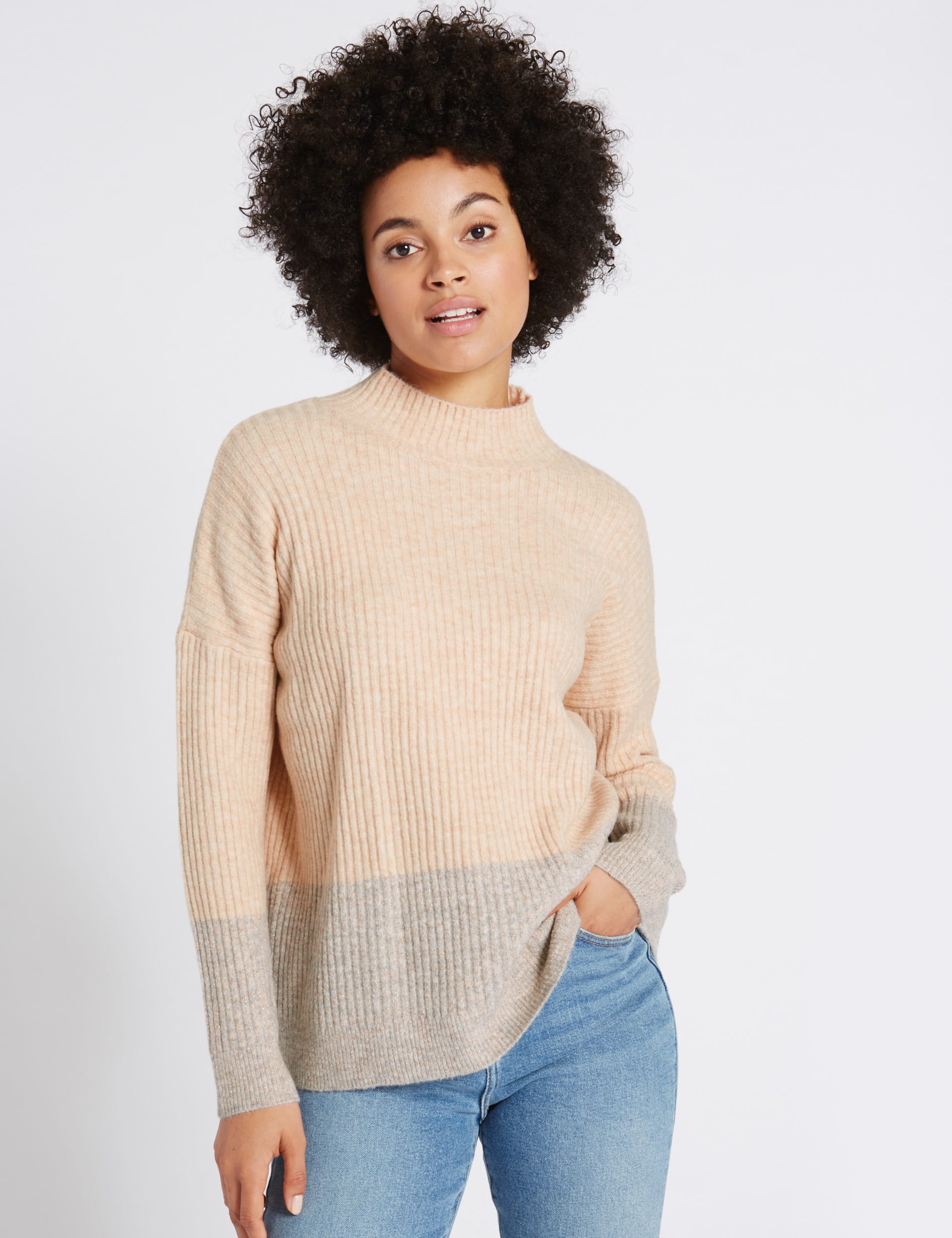 Colour Block Sparkle Hem Jumper Image 2 of 6