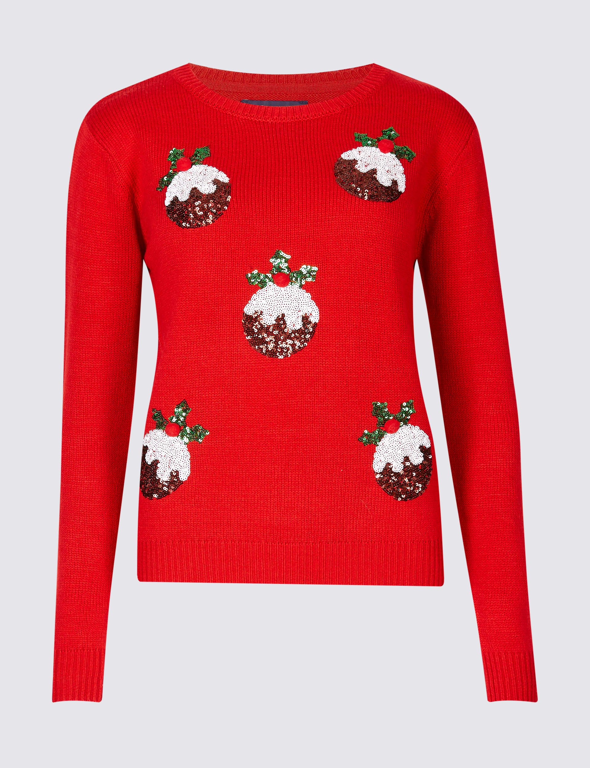 Christmas Pudding Embellished Novelty Jumper Image 2 of 5