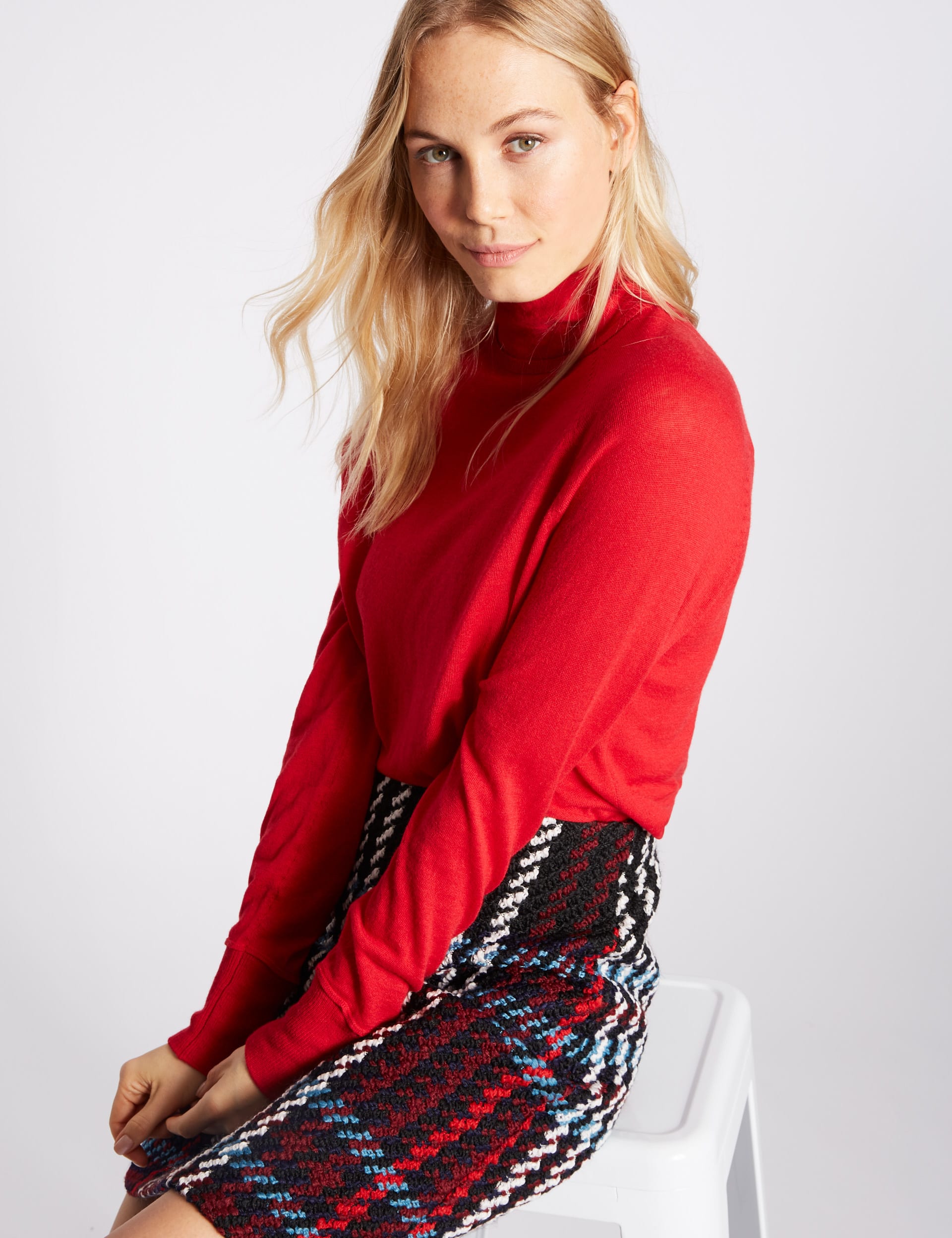 Merino Wool Rich Funnel Neck Jumper Image 2 of 5