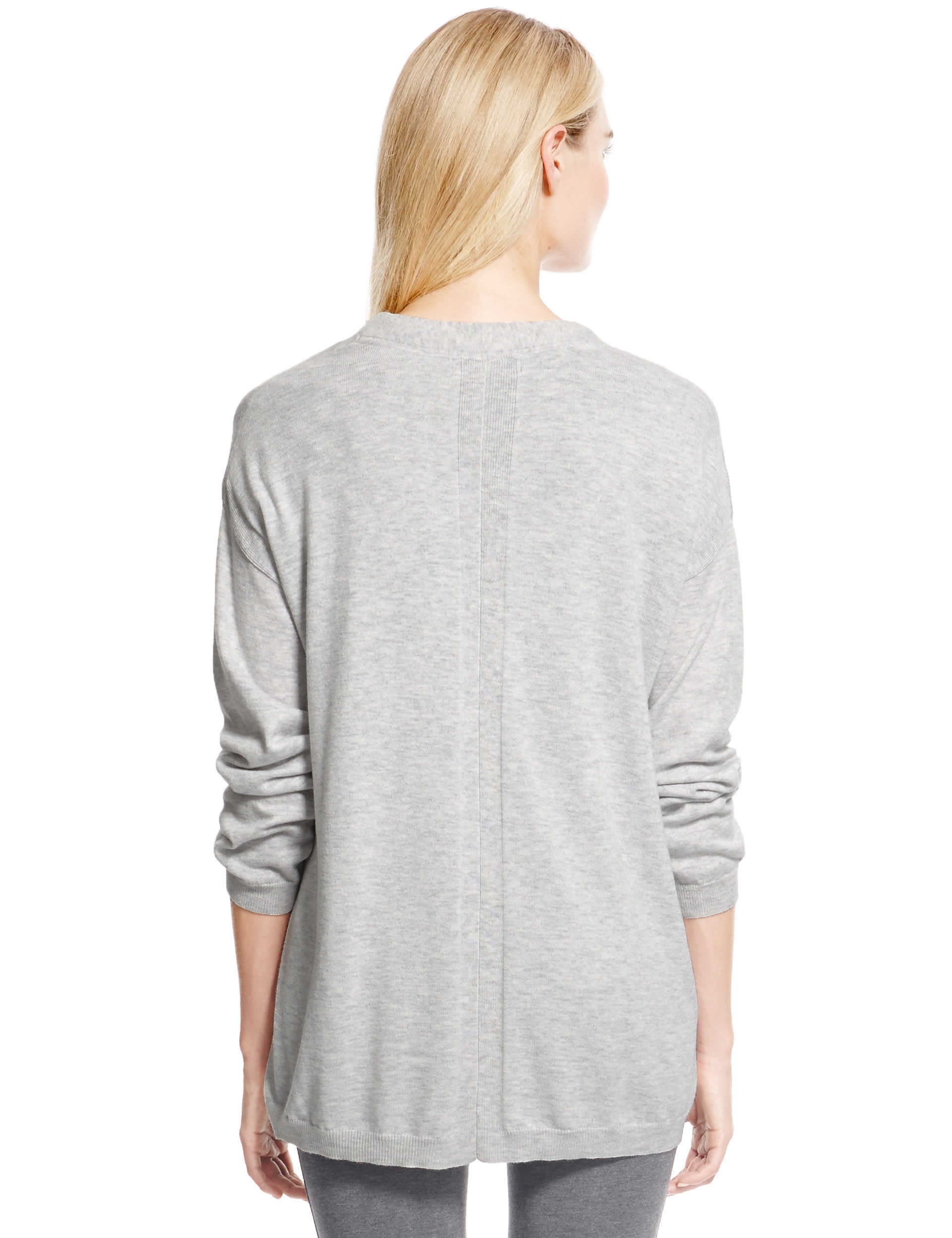 Metallised V-Neck Jumper with Wool Image 2 of 4
