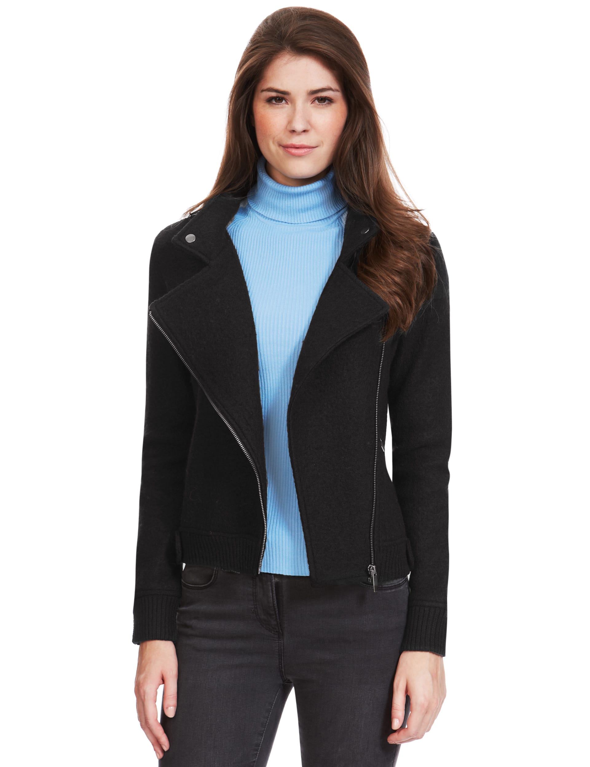 Wool Rich Knitted Biker Jacket Image 2 of 4