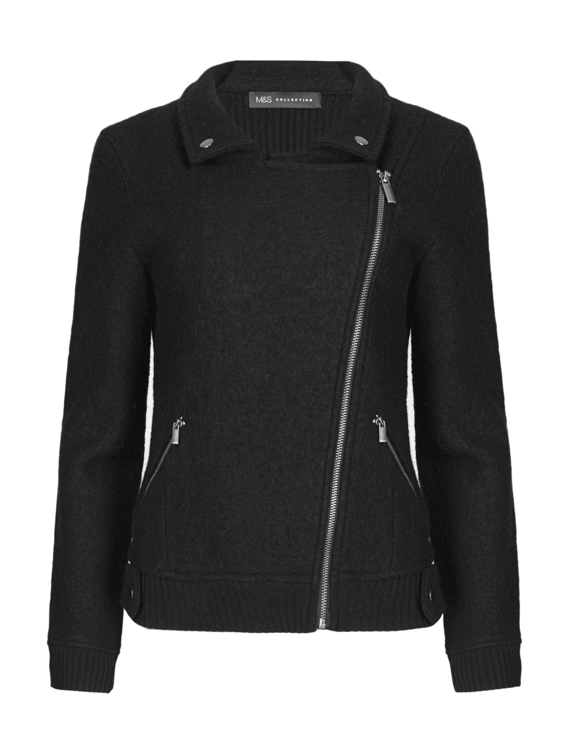 Wool Rich Knitted Biker Jacket M S Collection M S