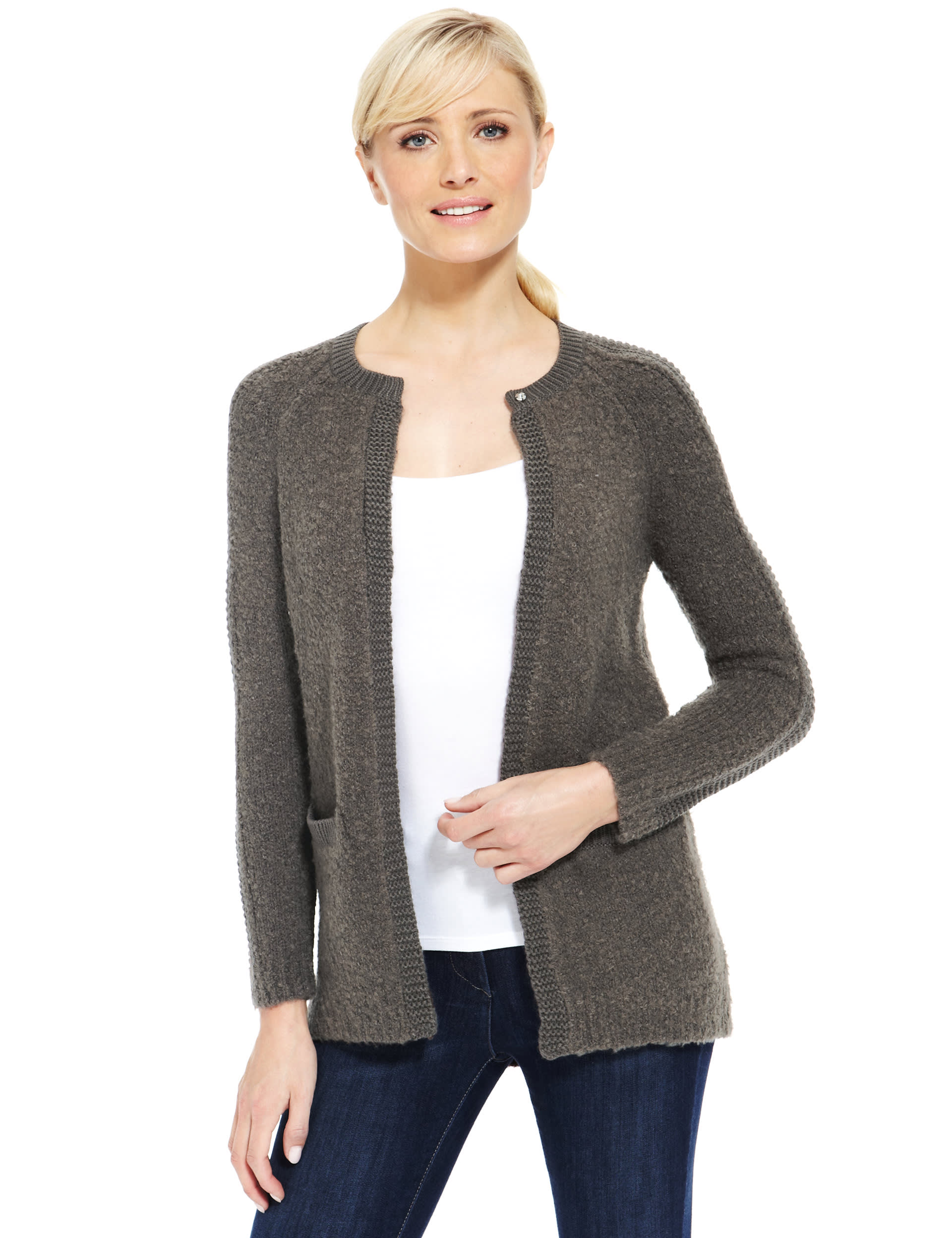 Longline Bouclé Coatigan with Wool Image 2 of 5