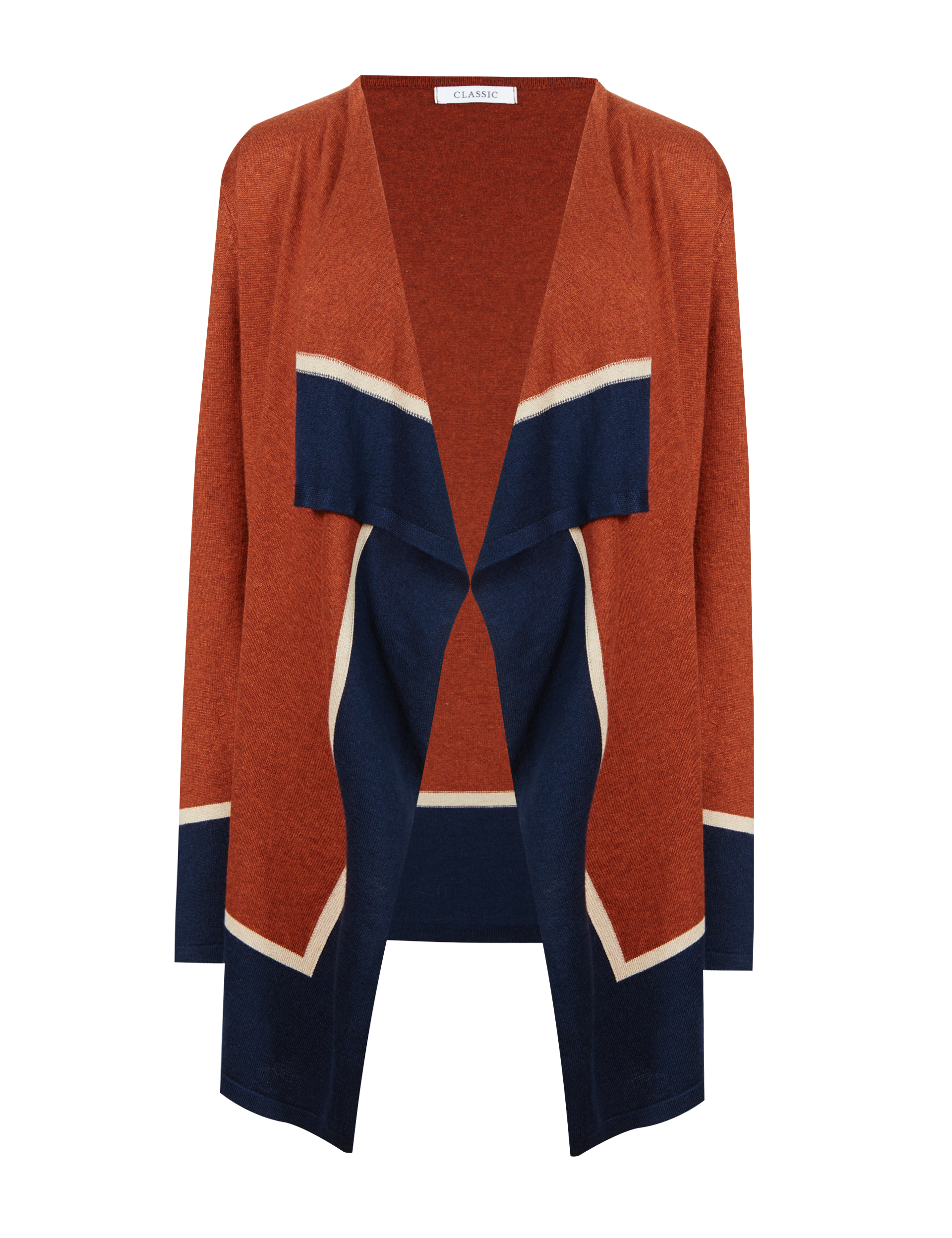 Open Front Colour Block Waterfall Cardigan Image 2 of 4