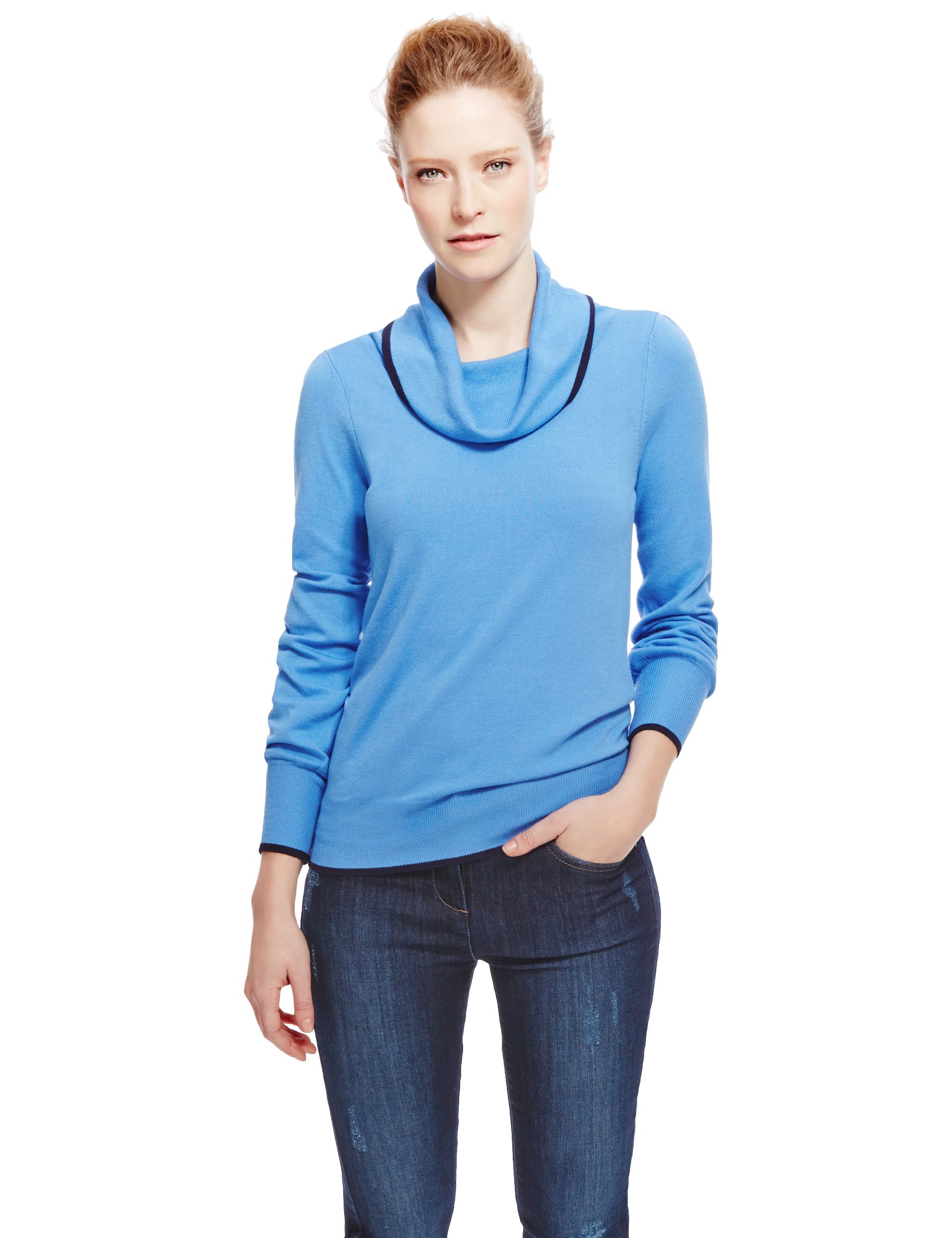 Cowl Neck Tipped Jumper Image 2 of 3