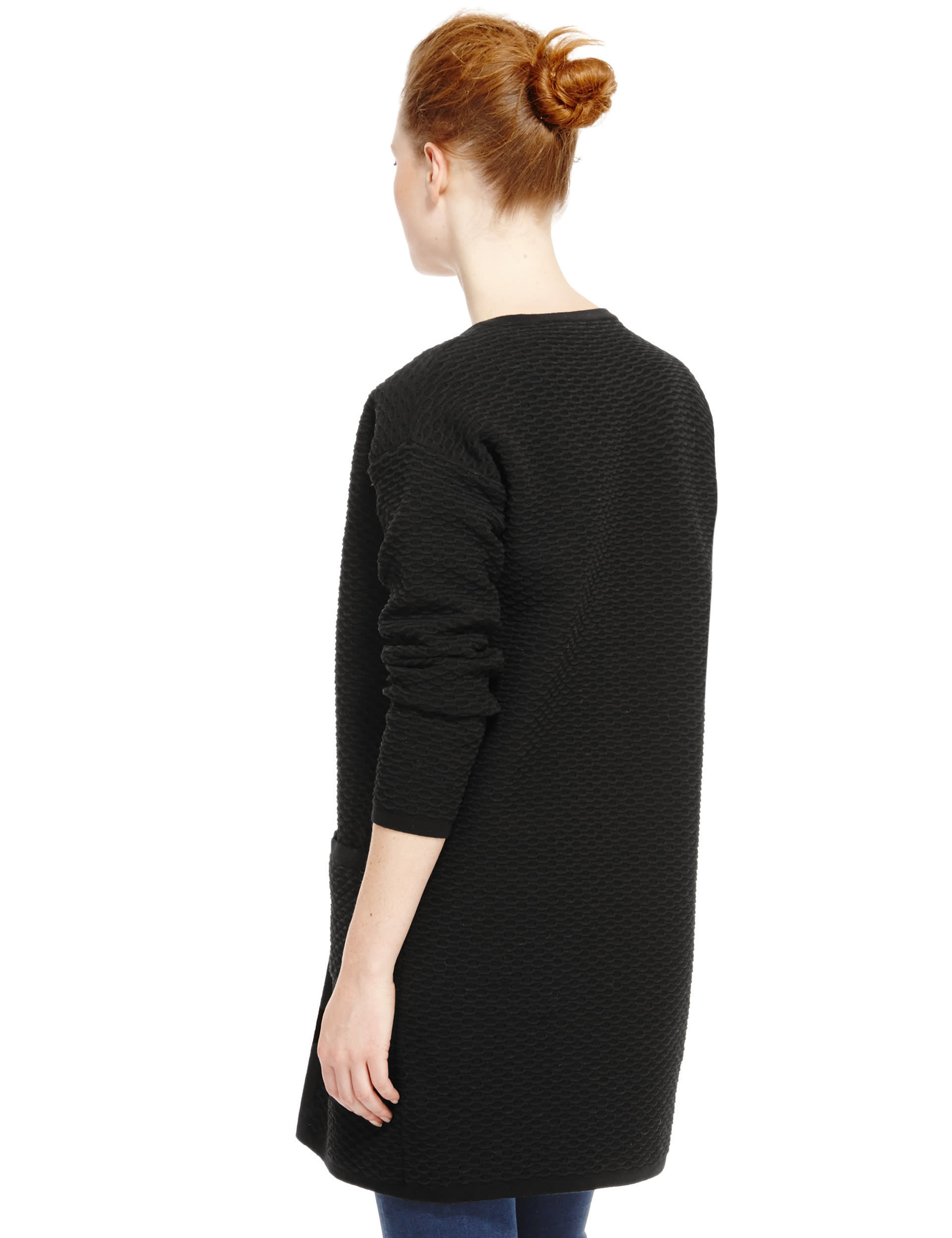 Open Front Textured Longline Cardigan Image 2 of 3