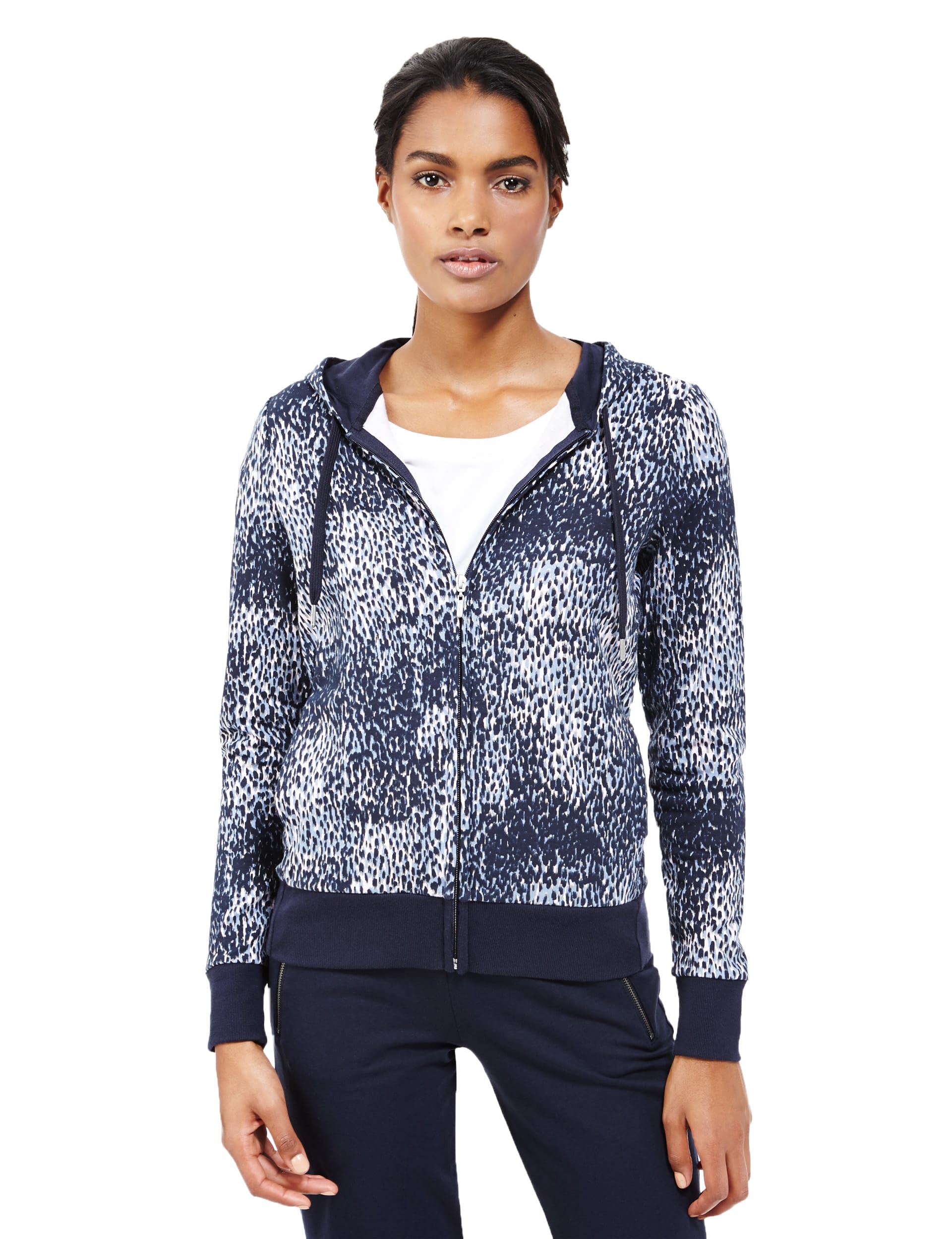 Cotton Rich Animal Print Hooded Sweat Top Image 2 of 4