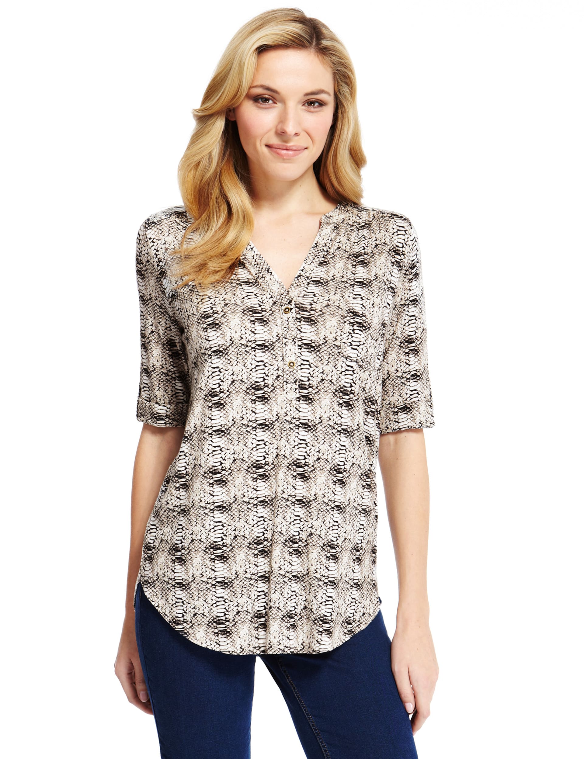 Faux Snakeskin Print Shirt Image 2 of 7