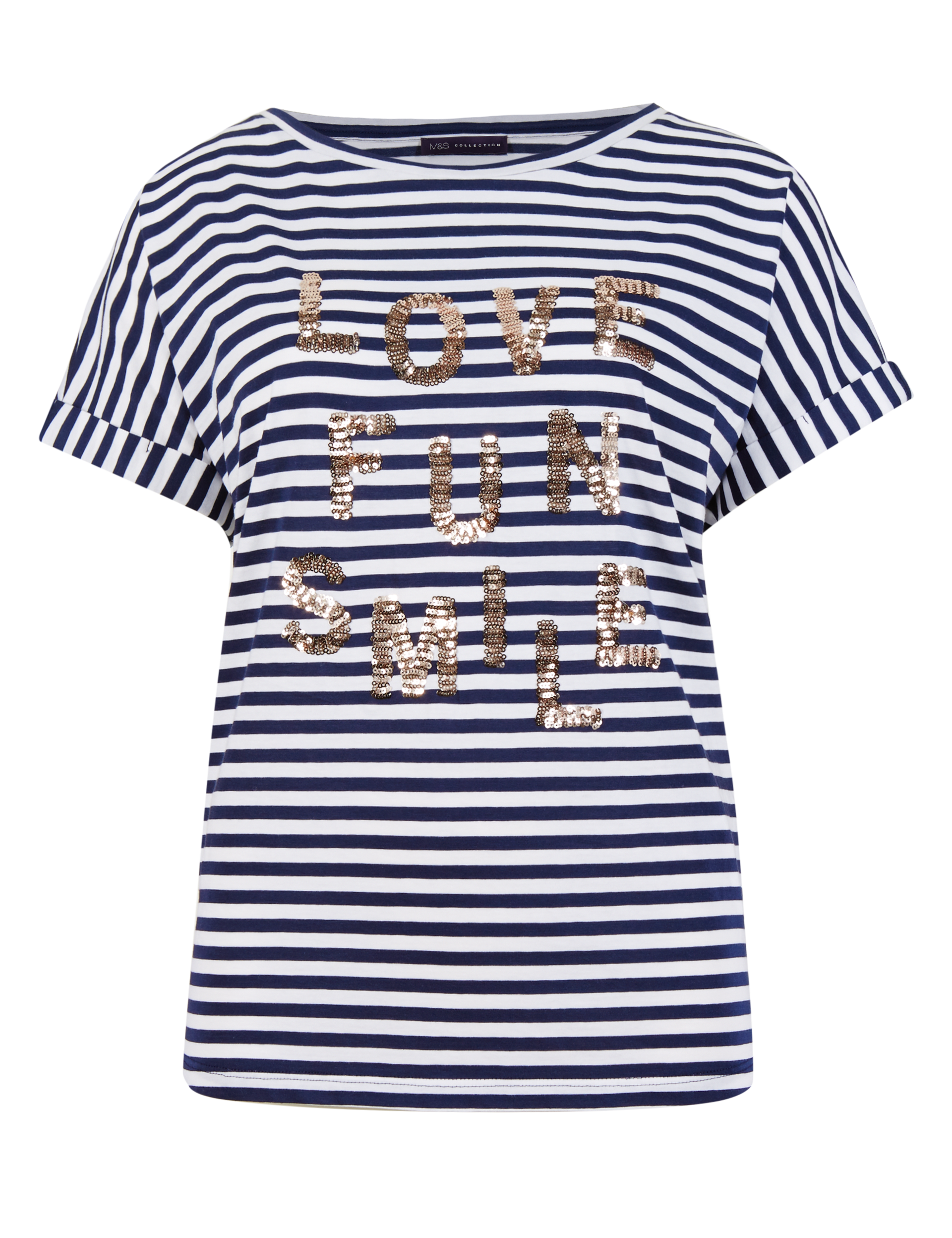 Pure Cotton Love Fun Smile Slogan T-Shirt Image 2 of 3