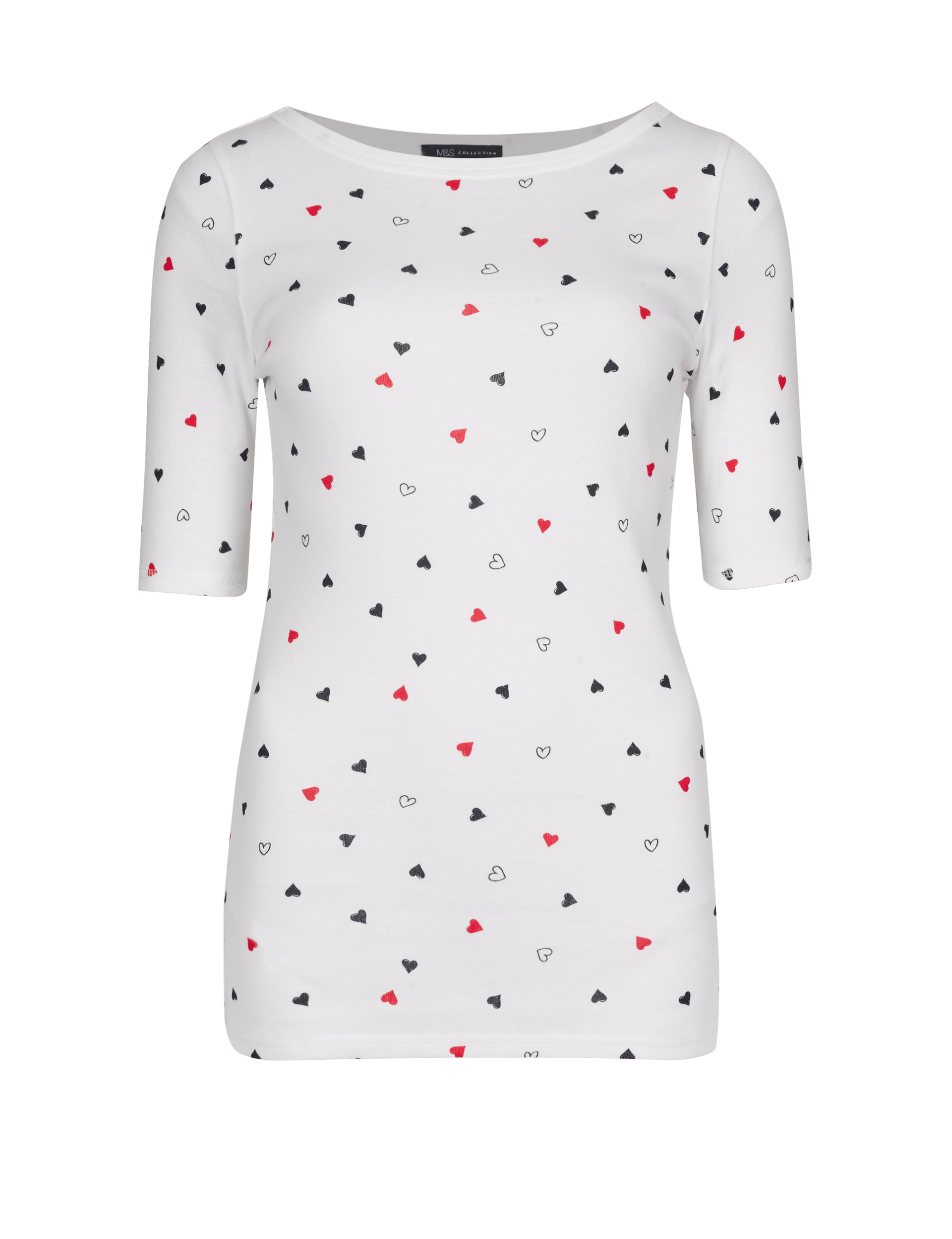 Pure Cotton Heart Print Half Sleeve T-Shirt Image 2 of 6