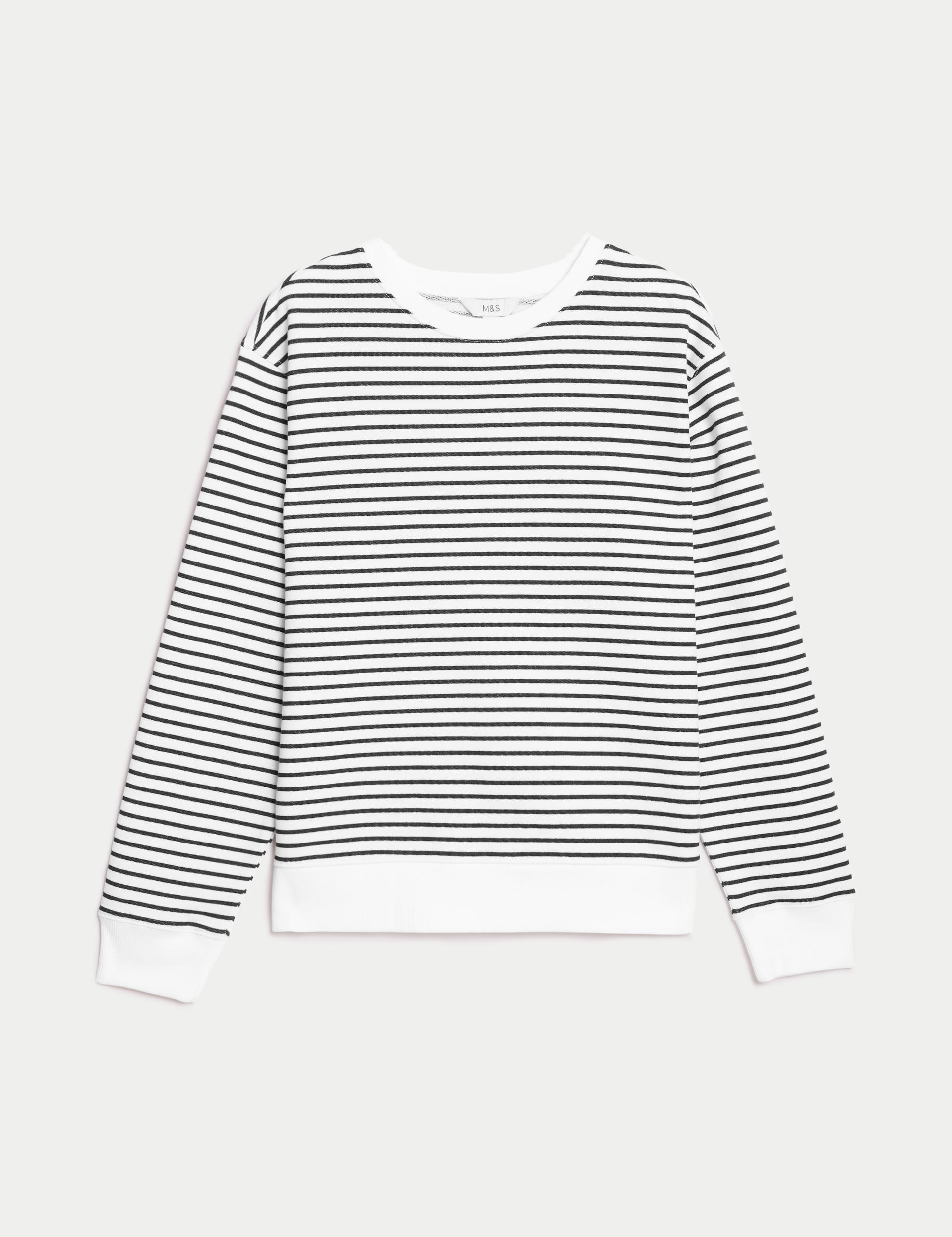 Pure Cotton Striped Crew Neck Sweatshirt