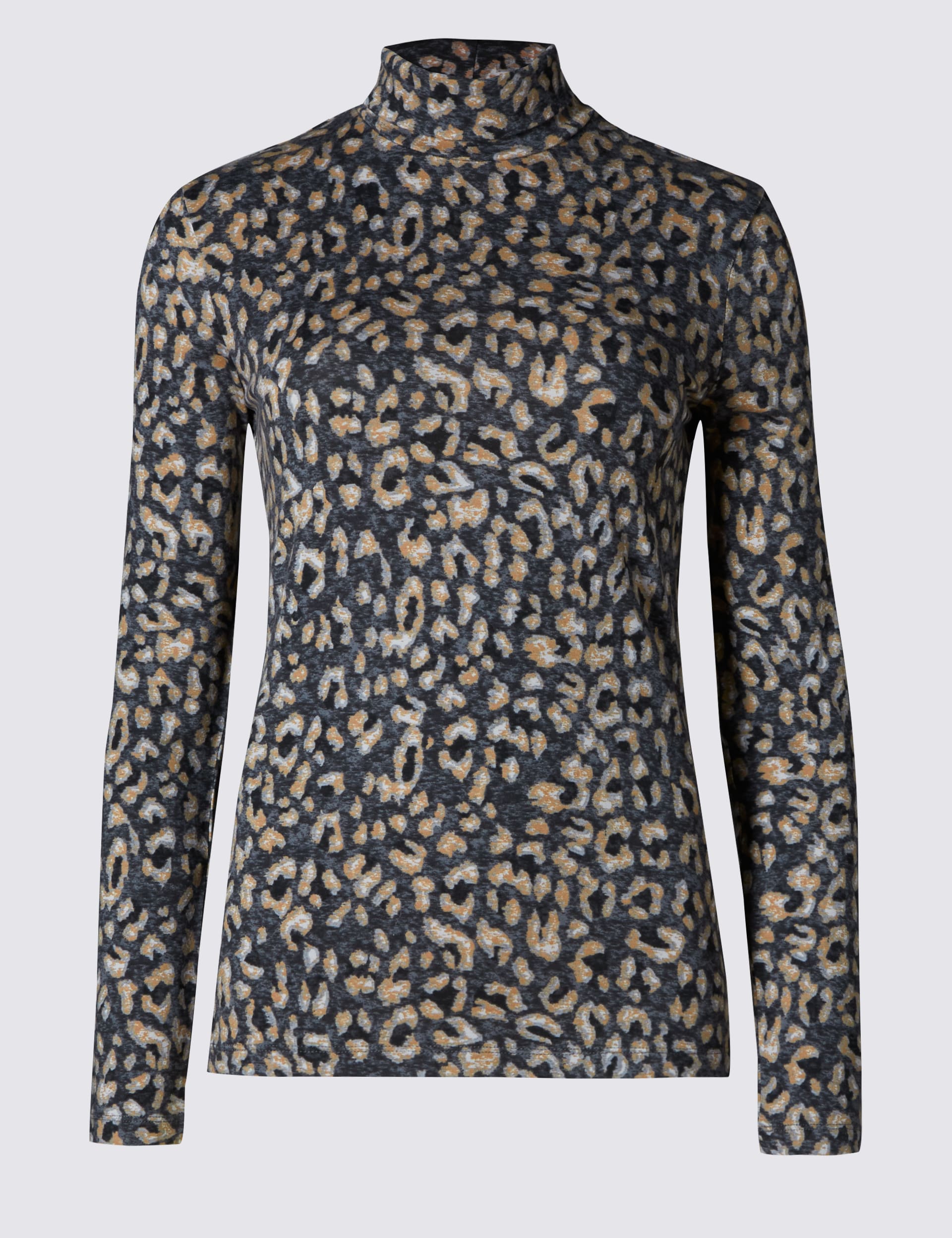 Heatgen Animal Print Roll Neck Top M S Collection M S