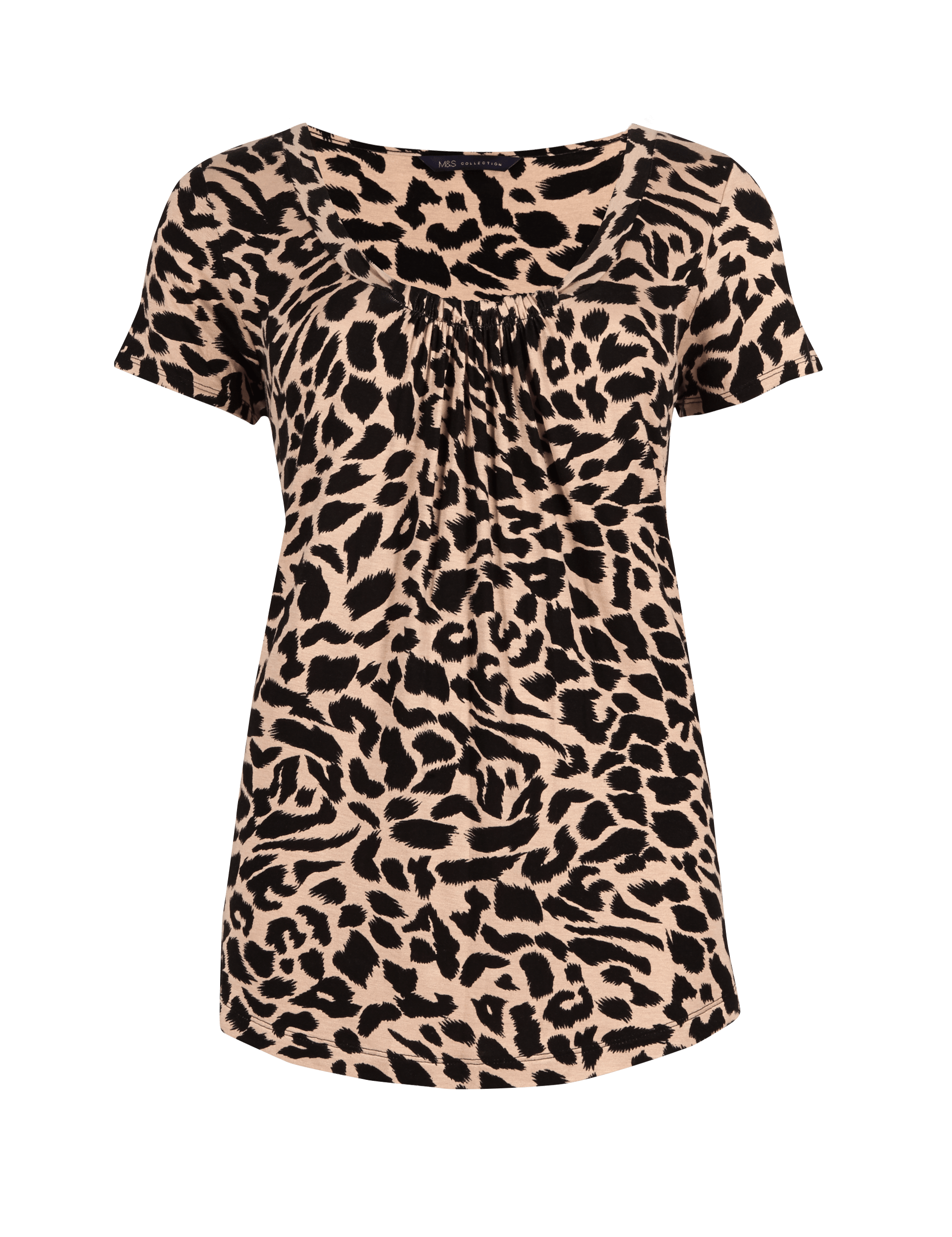 Gathered Neckline Animal Print Top Image 2 of 3