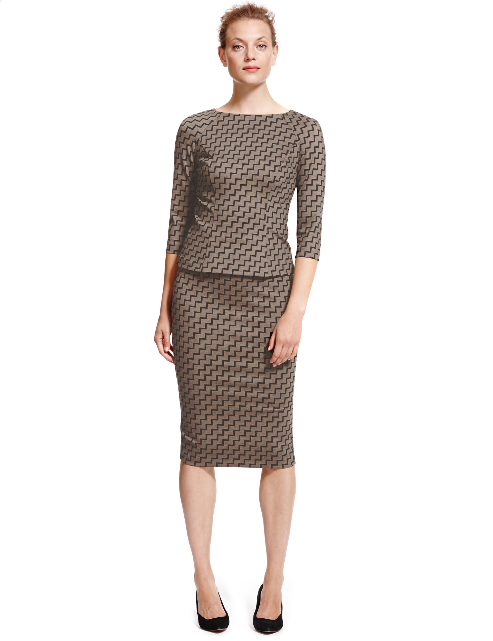 Diagonal Chevron Print Shell Top | M&S Collection | M&S