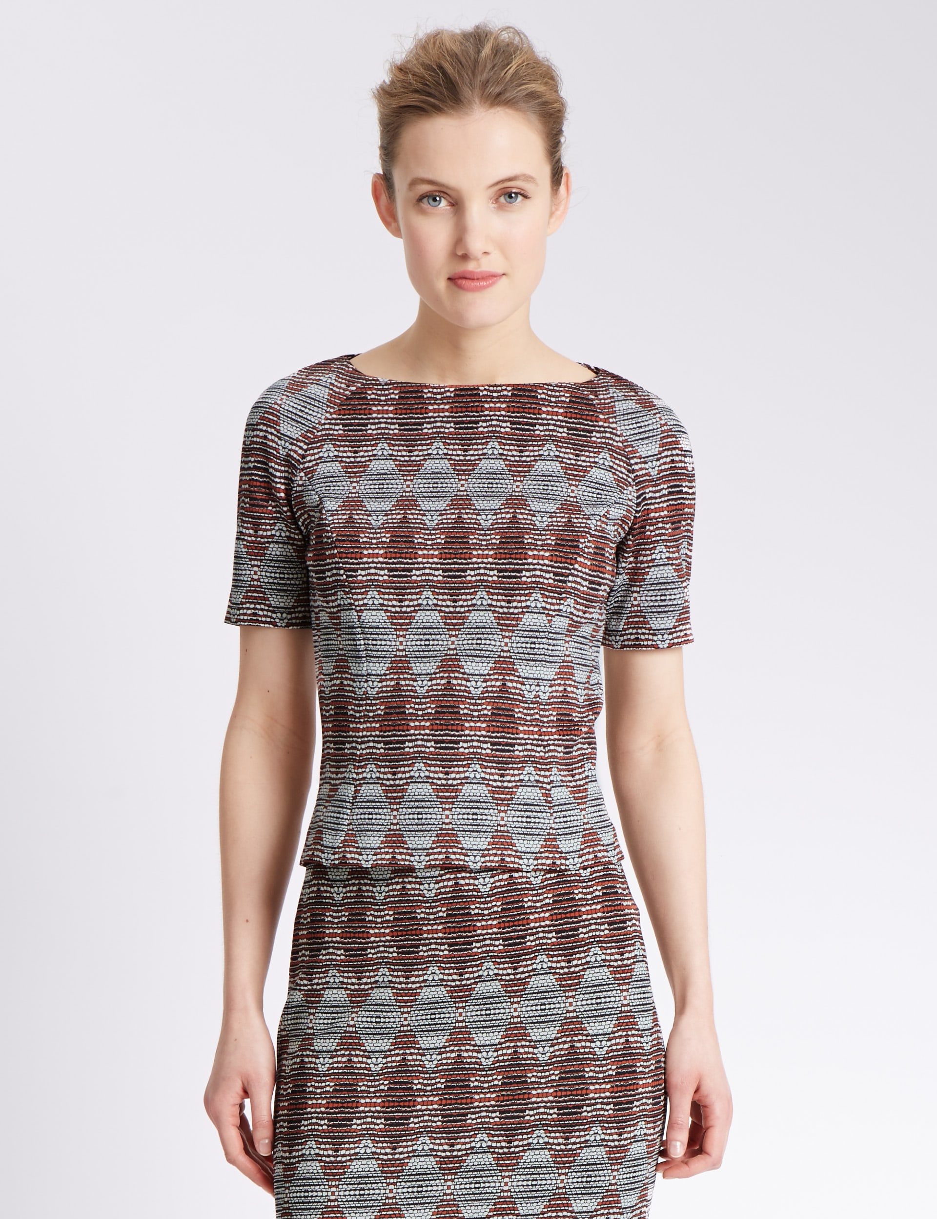 Slash Neck Diamond Scuba Shell Top | M&S Collection | M&S