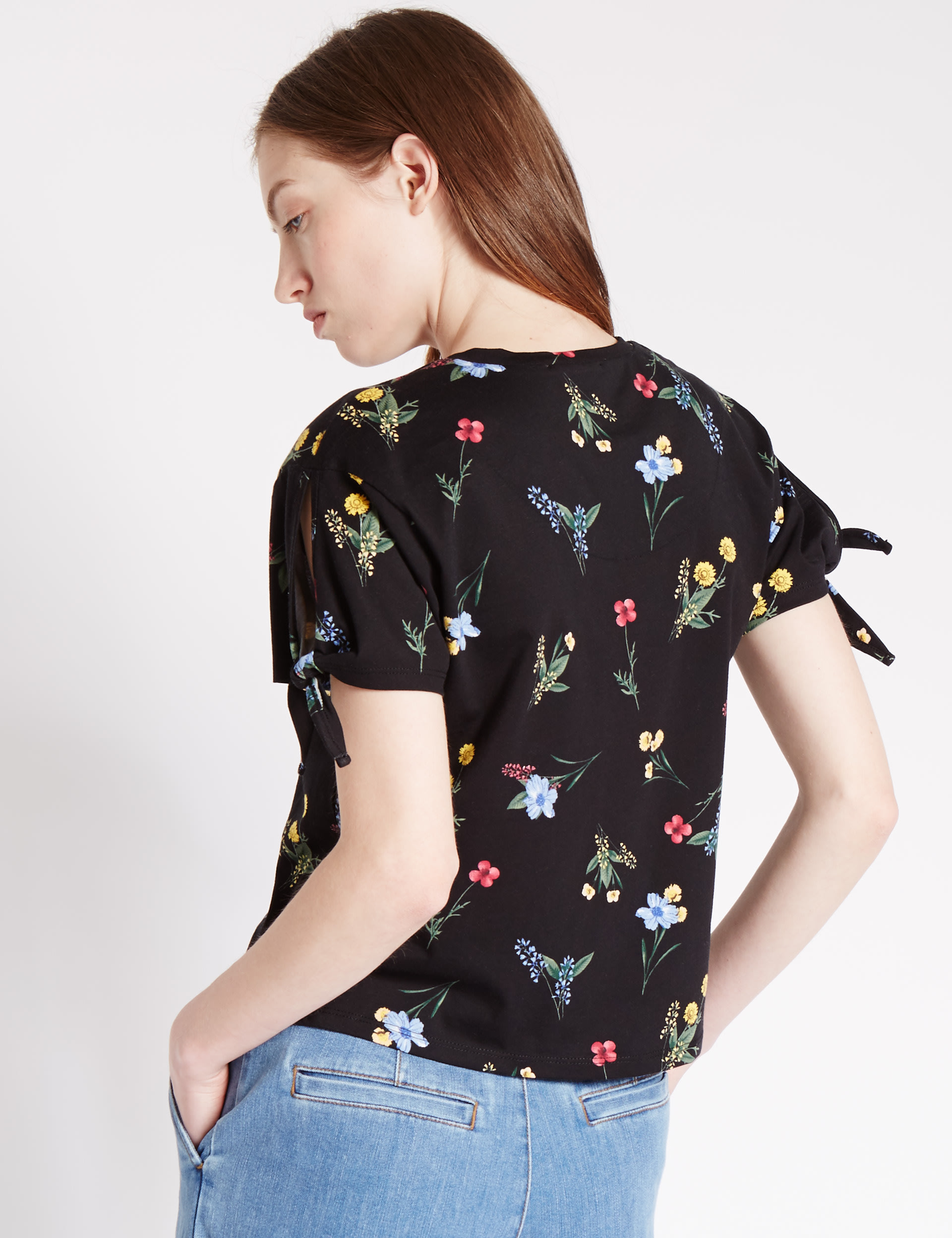 Pure Cotton Floral T-Shirt Image 2 of 5