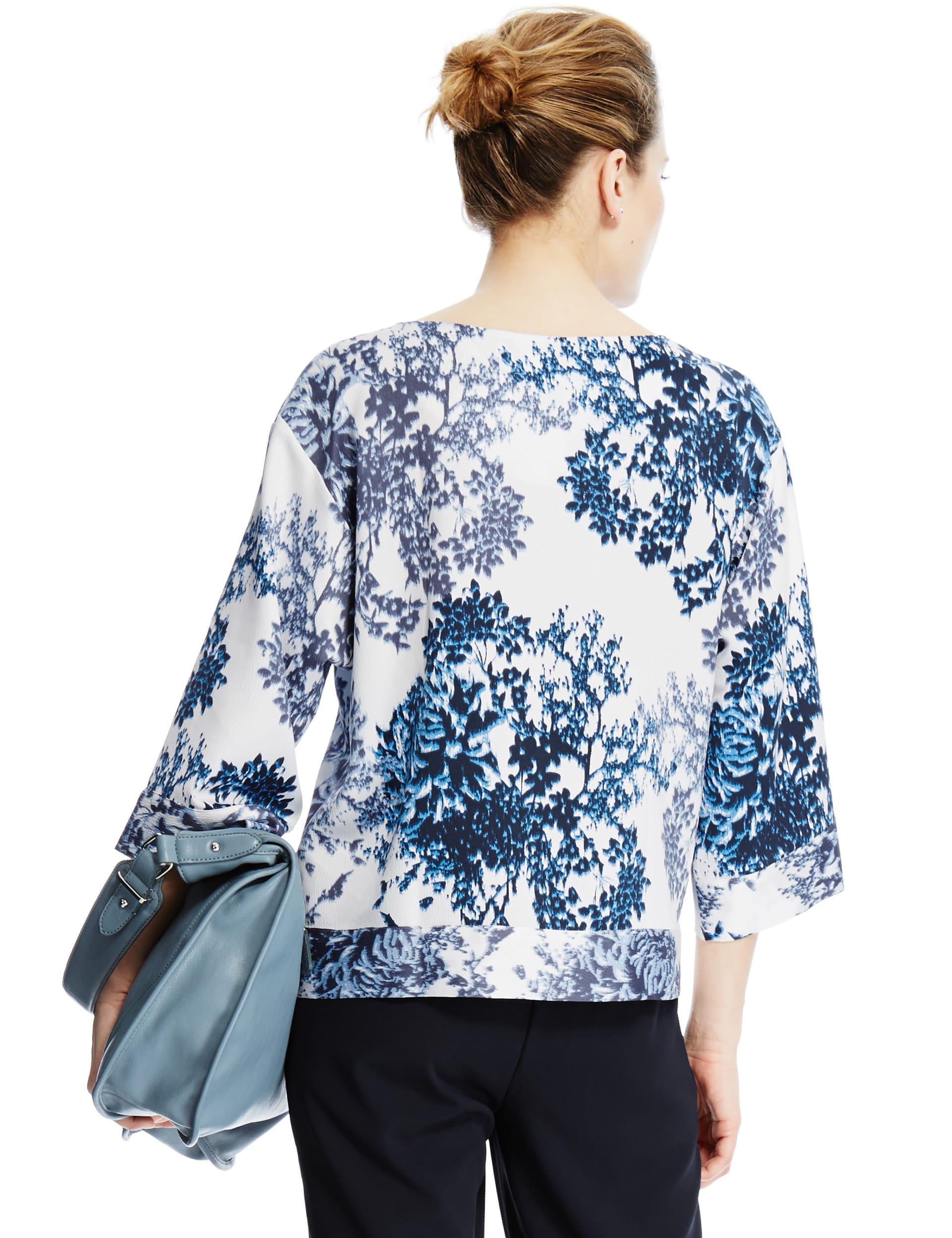 3/4 Sleeve Blossom Print Shell Top Image 2 of 4