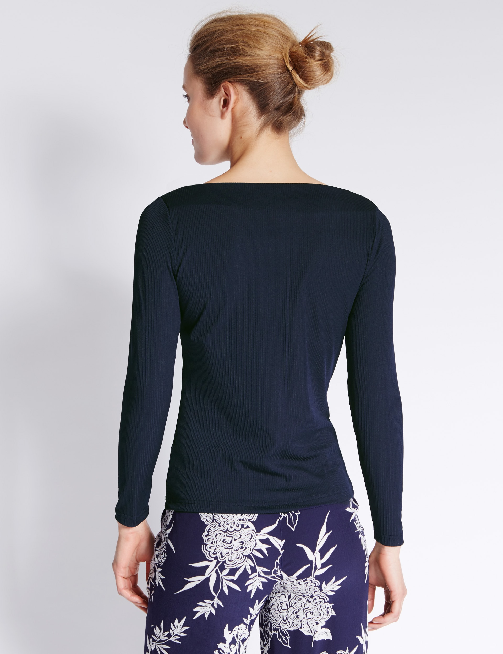 Ribbed Slash Neck Top Image 2 of 4
