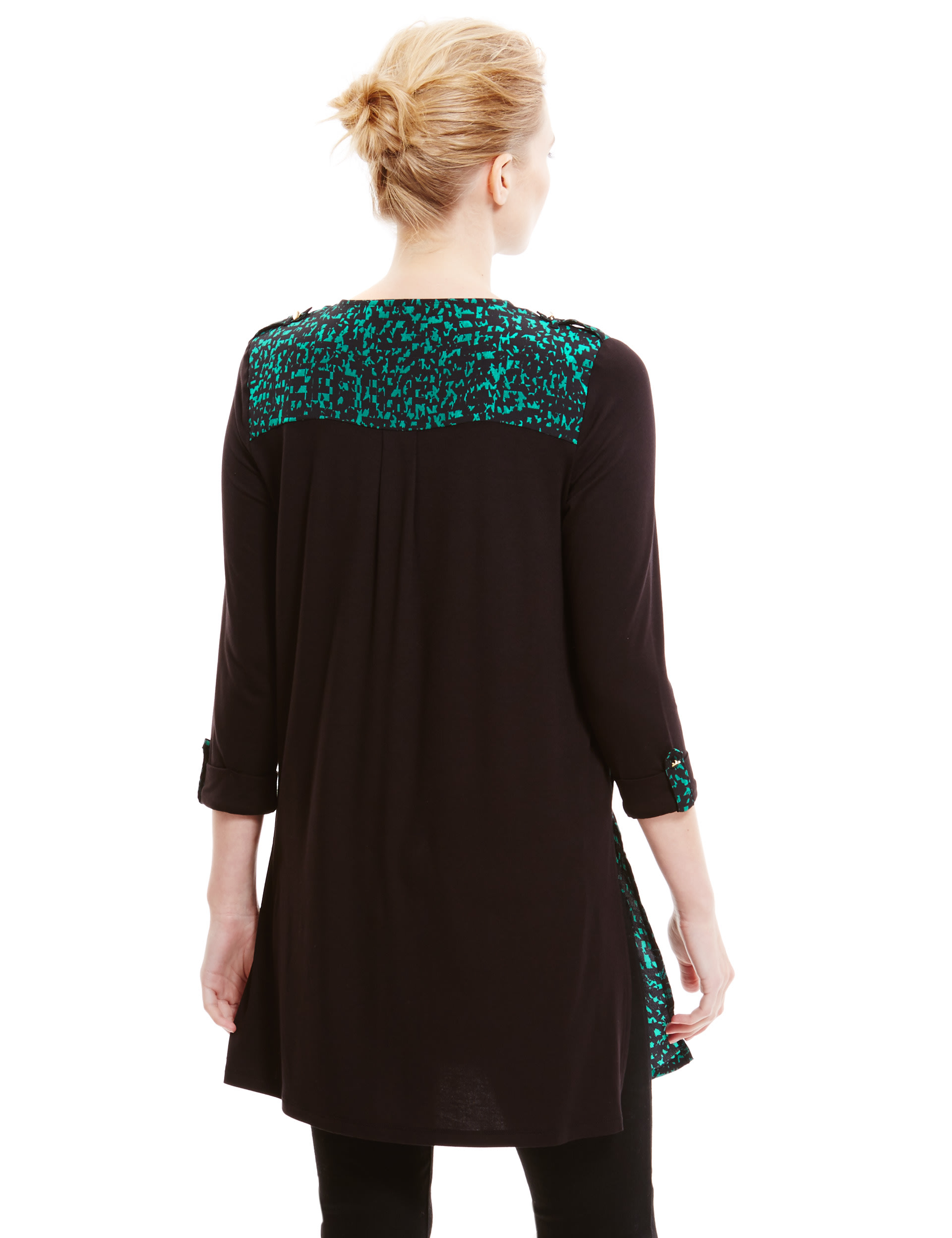 3/4 Sleeve Longline Pixel Print Top Image 2 of 5