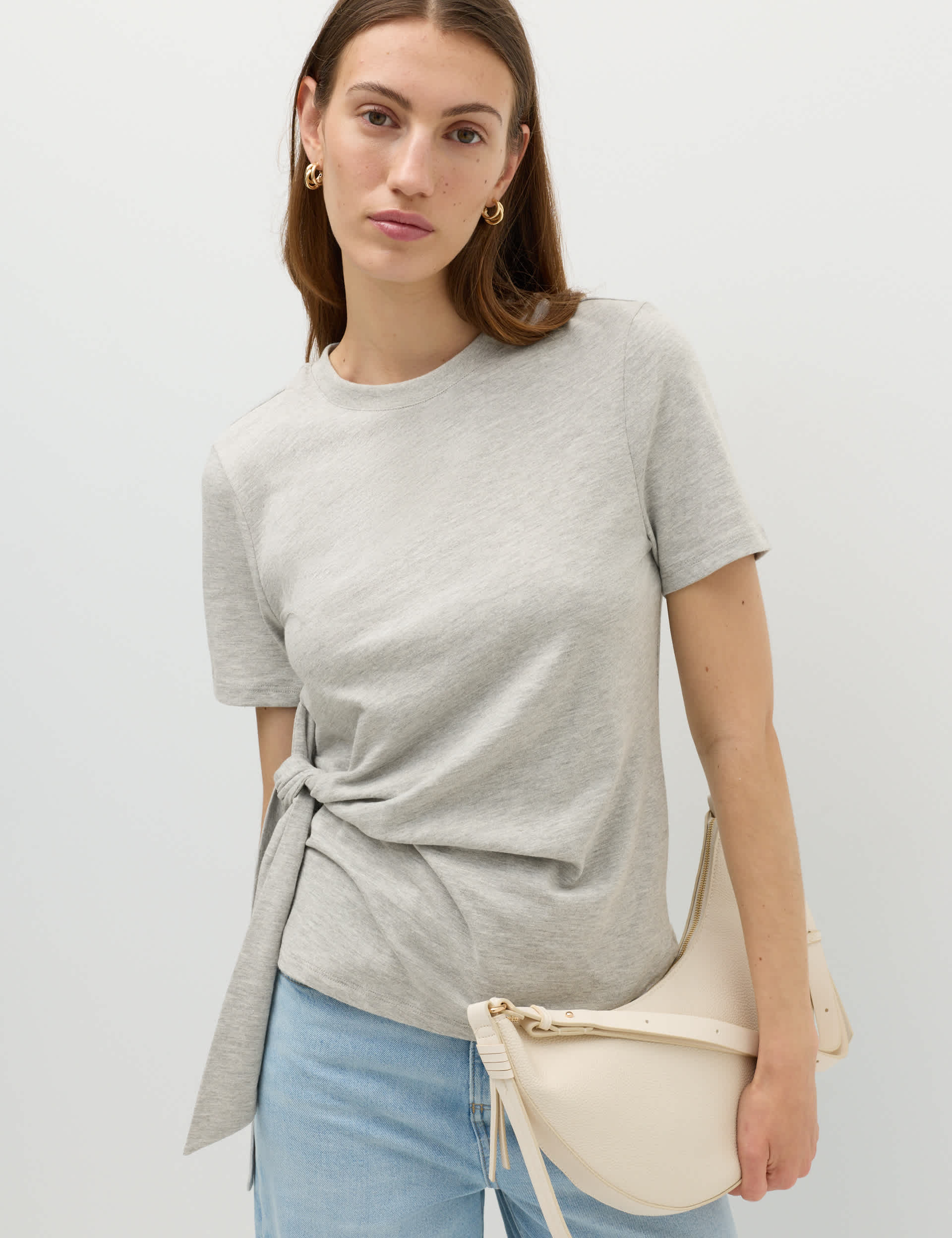 Pure Cotton Tie Waist T-Shirt