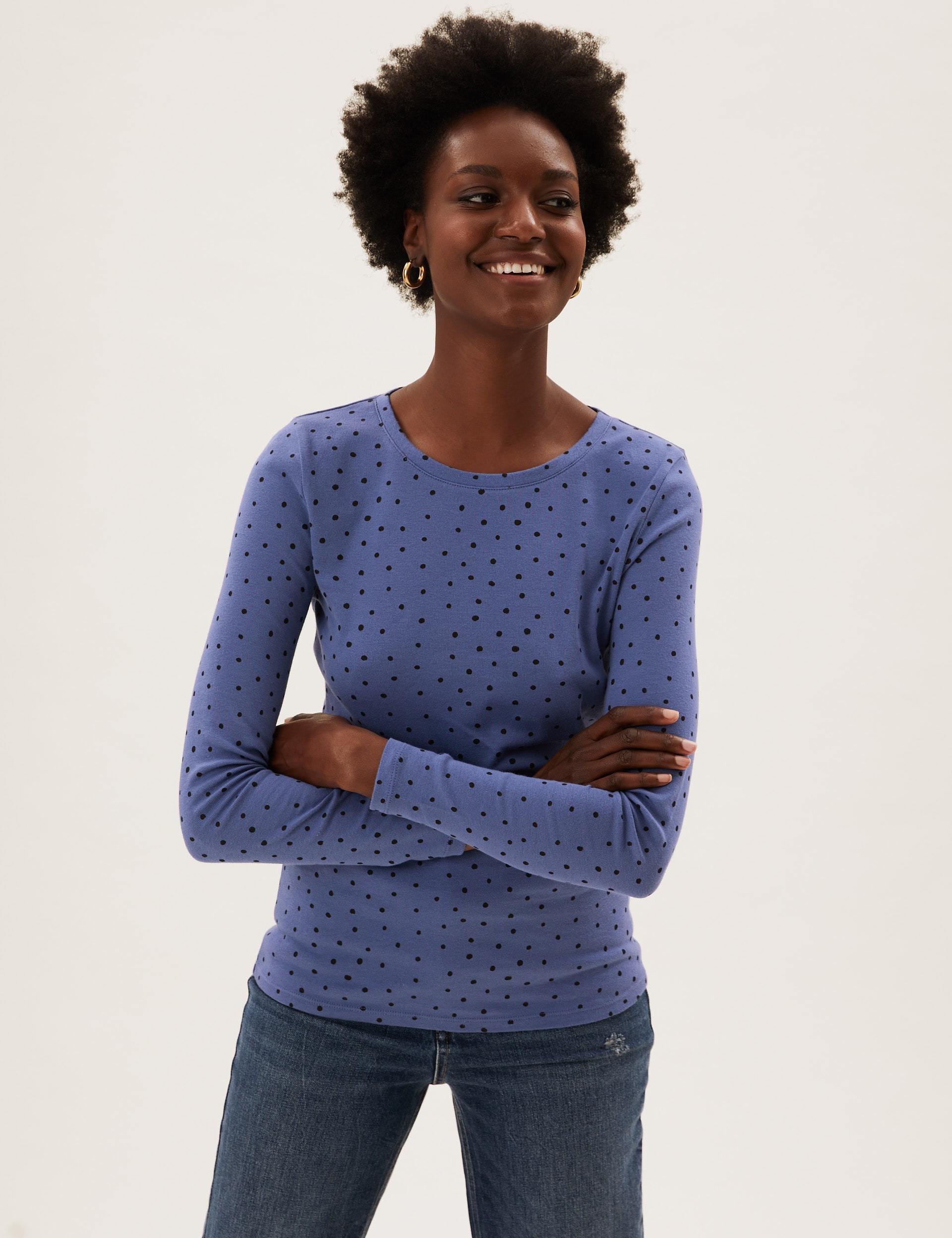 Pure Cotton Polka Dot Regular Fit Top | M&S Collection | M&S