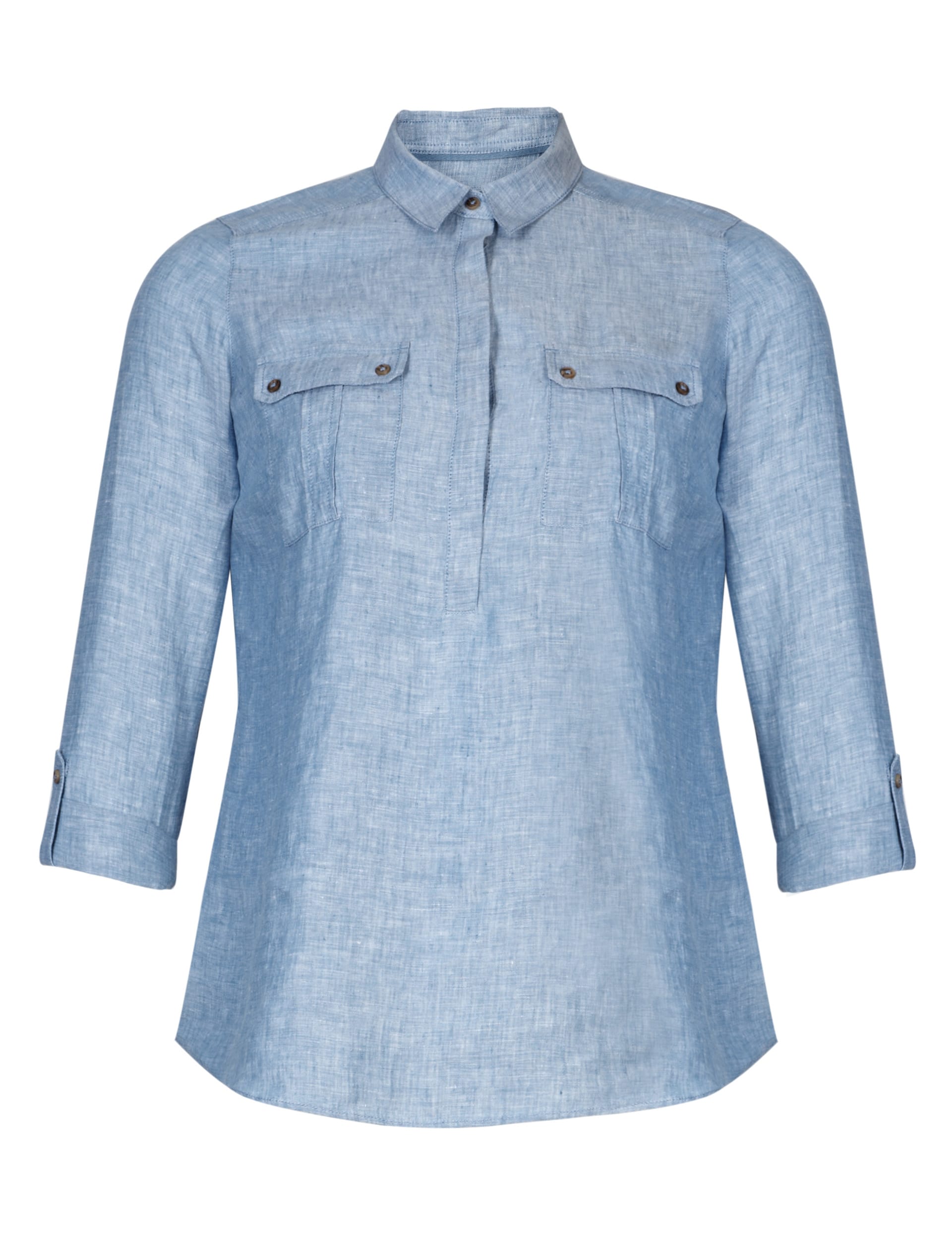 PLUS Pure Linen Military Shirt Image 2 of 6