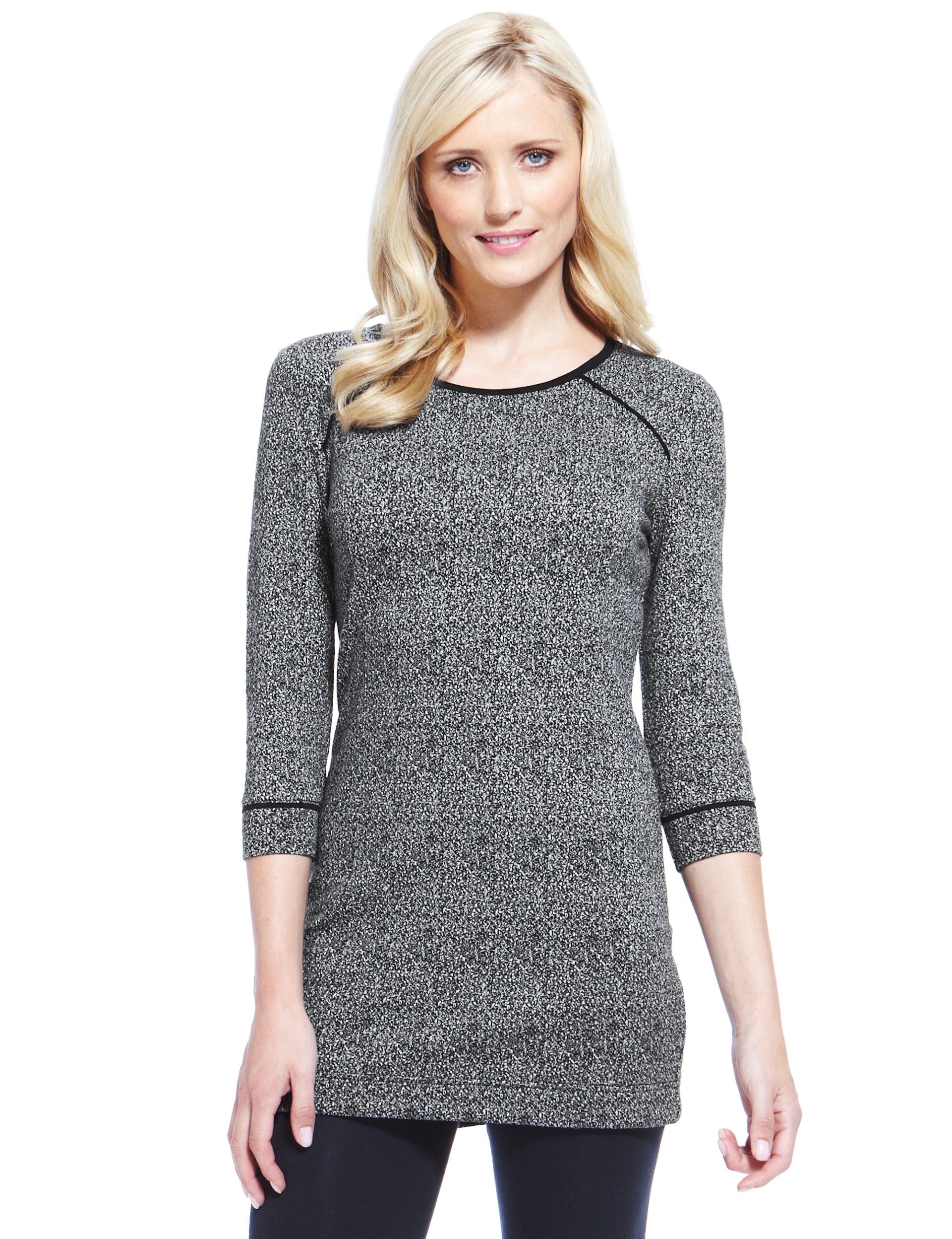 Contrast Trim Bouclé Tunic Image 2 of 3