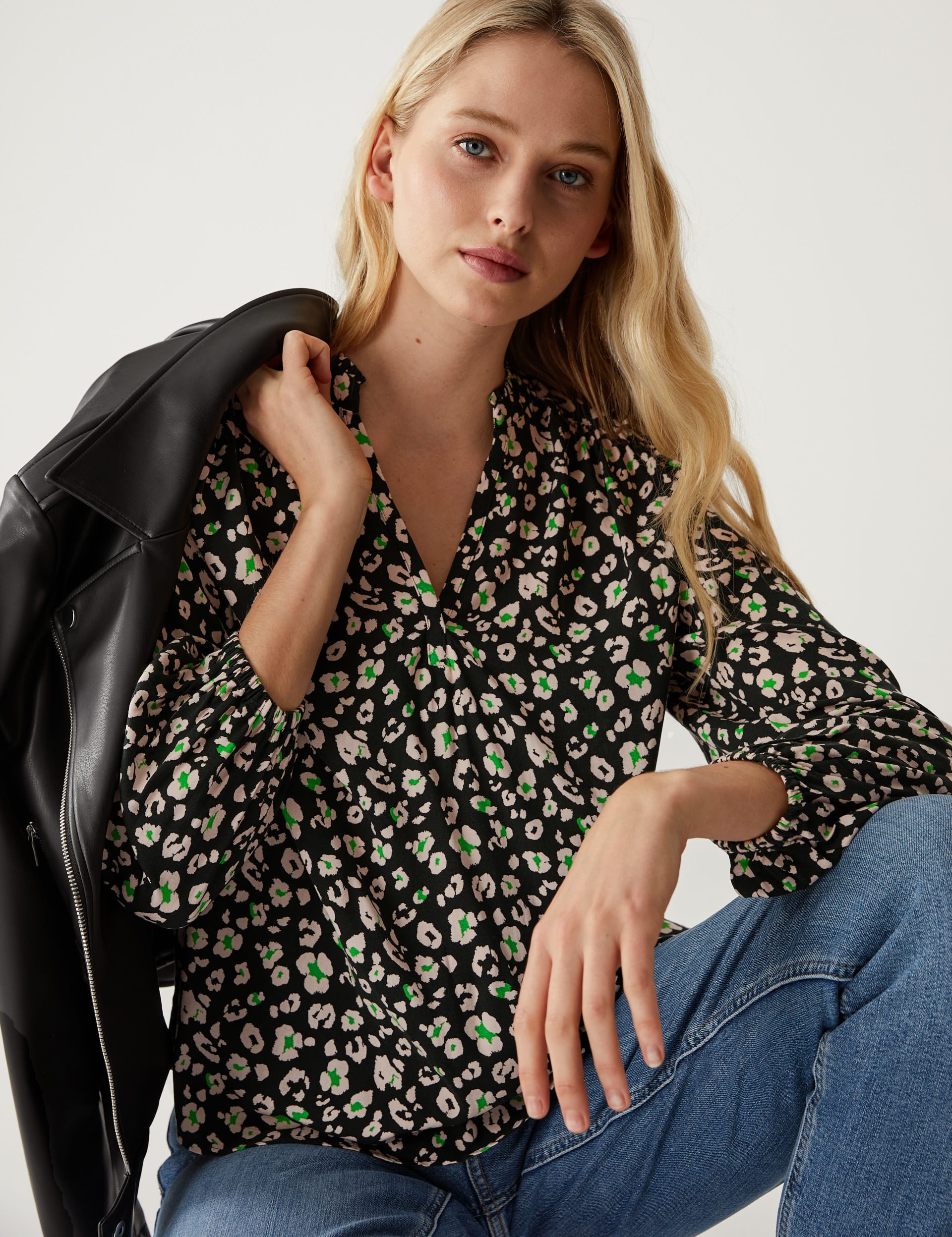 Printed Regular Fit Long Sleeve Blouse | M&S Collection | M&S