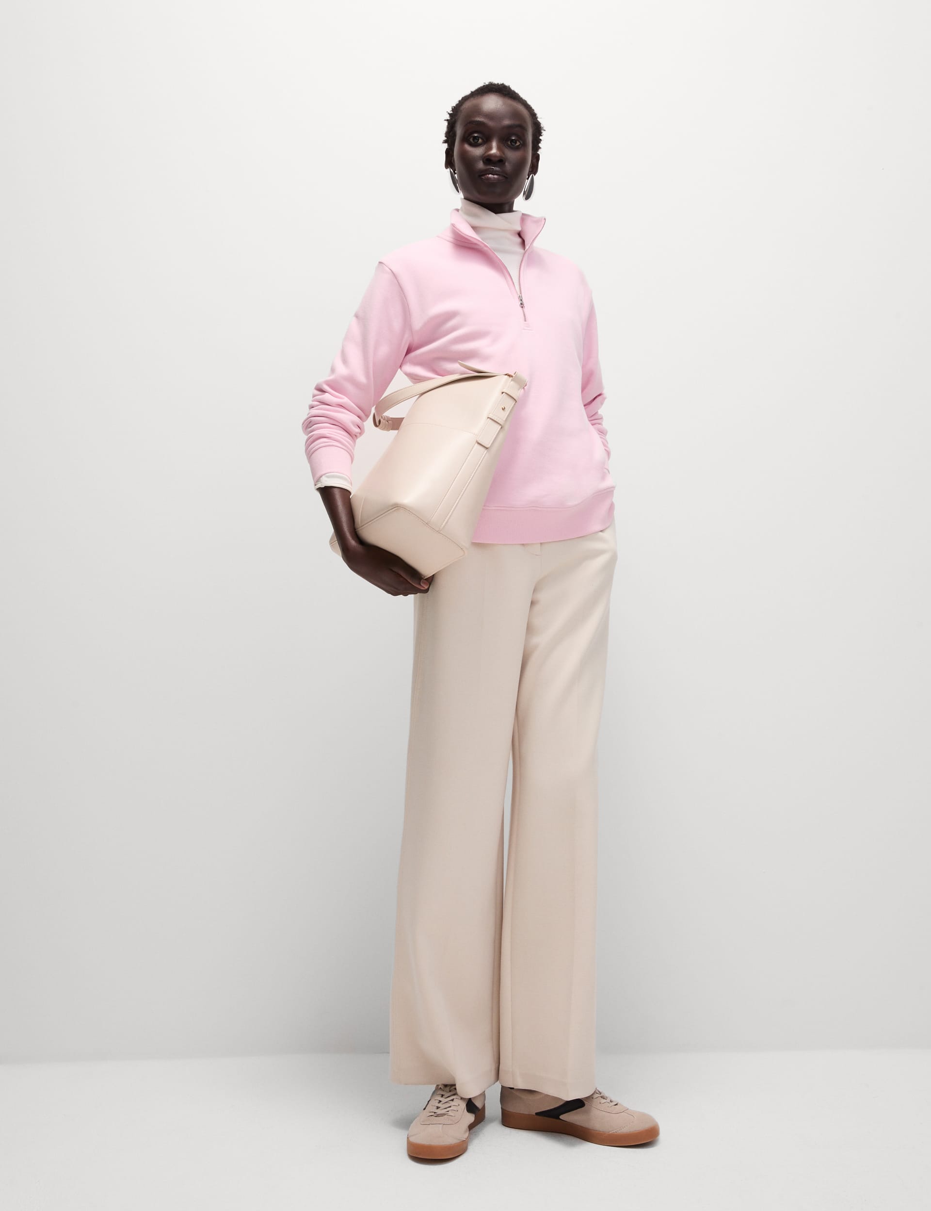 Cotton Rich Half Zip Sweatshirt M&S Collection M&S