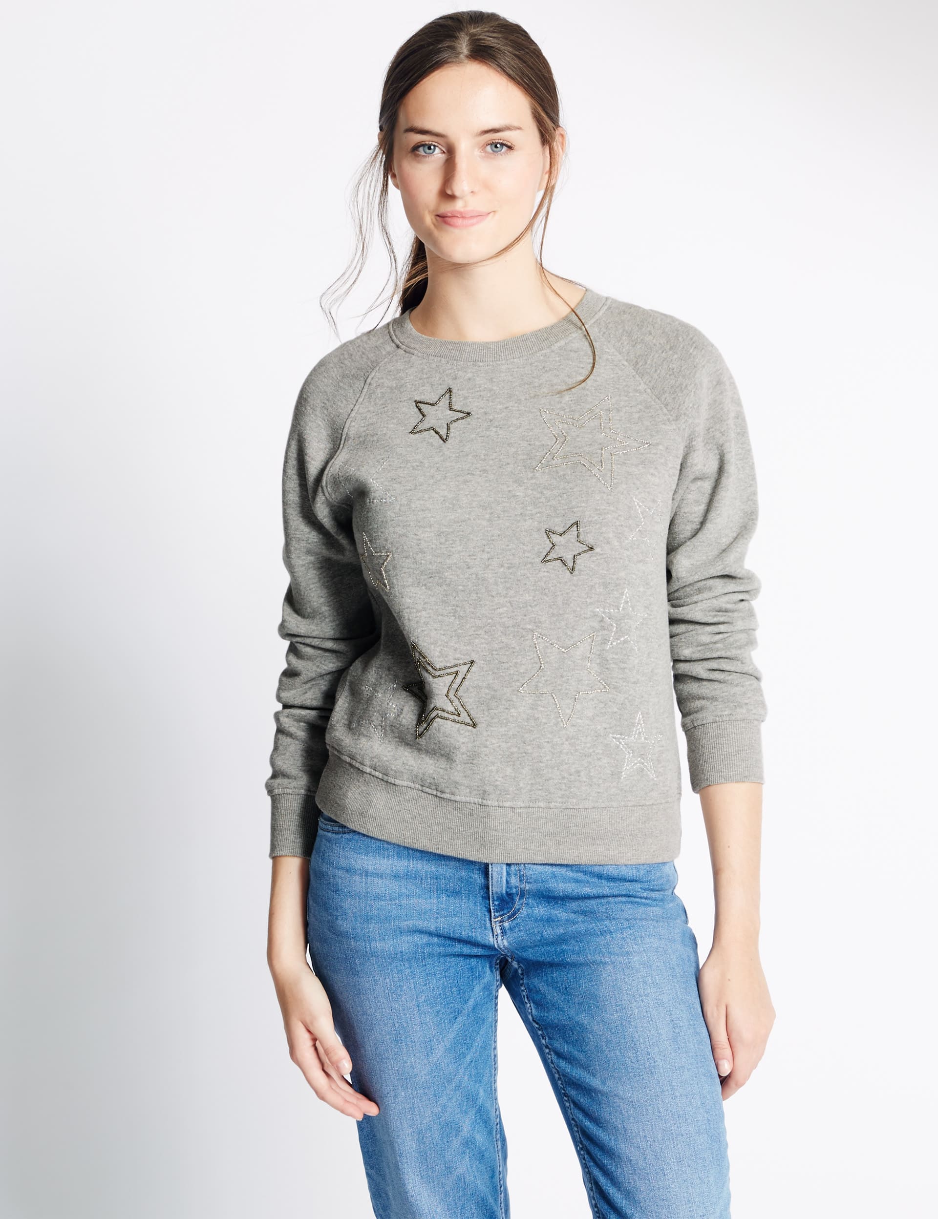 Novelty Star Print Long Sleeve Sweatshirt Image 2 of 5