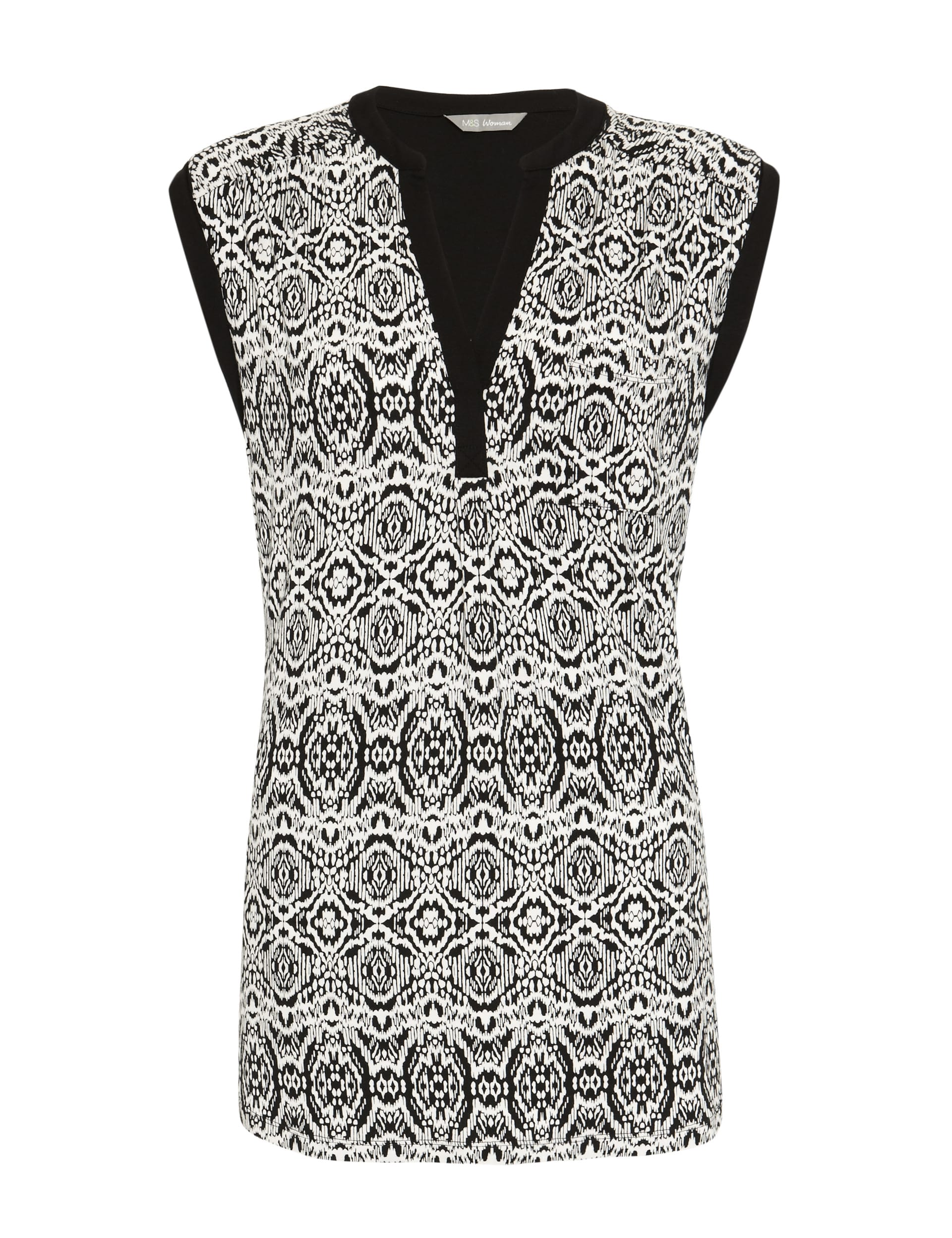 Open Neck Collar Tile Print Shirt with Stay New™ Image 2 of 4