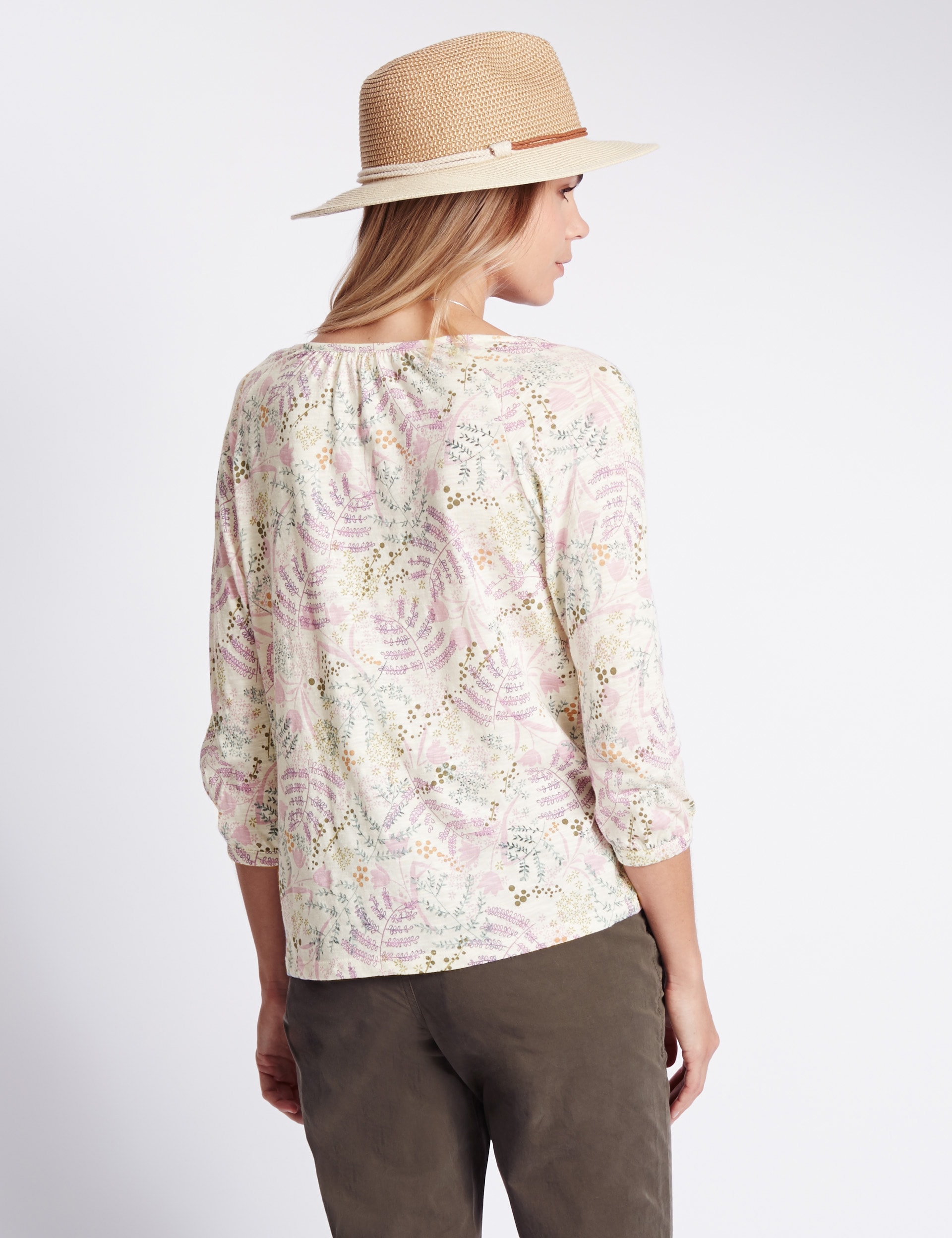 3/4 Sleeve Floral Swing Top with Modal Image 2 of 4