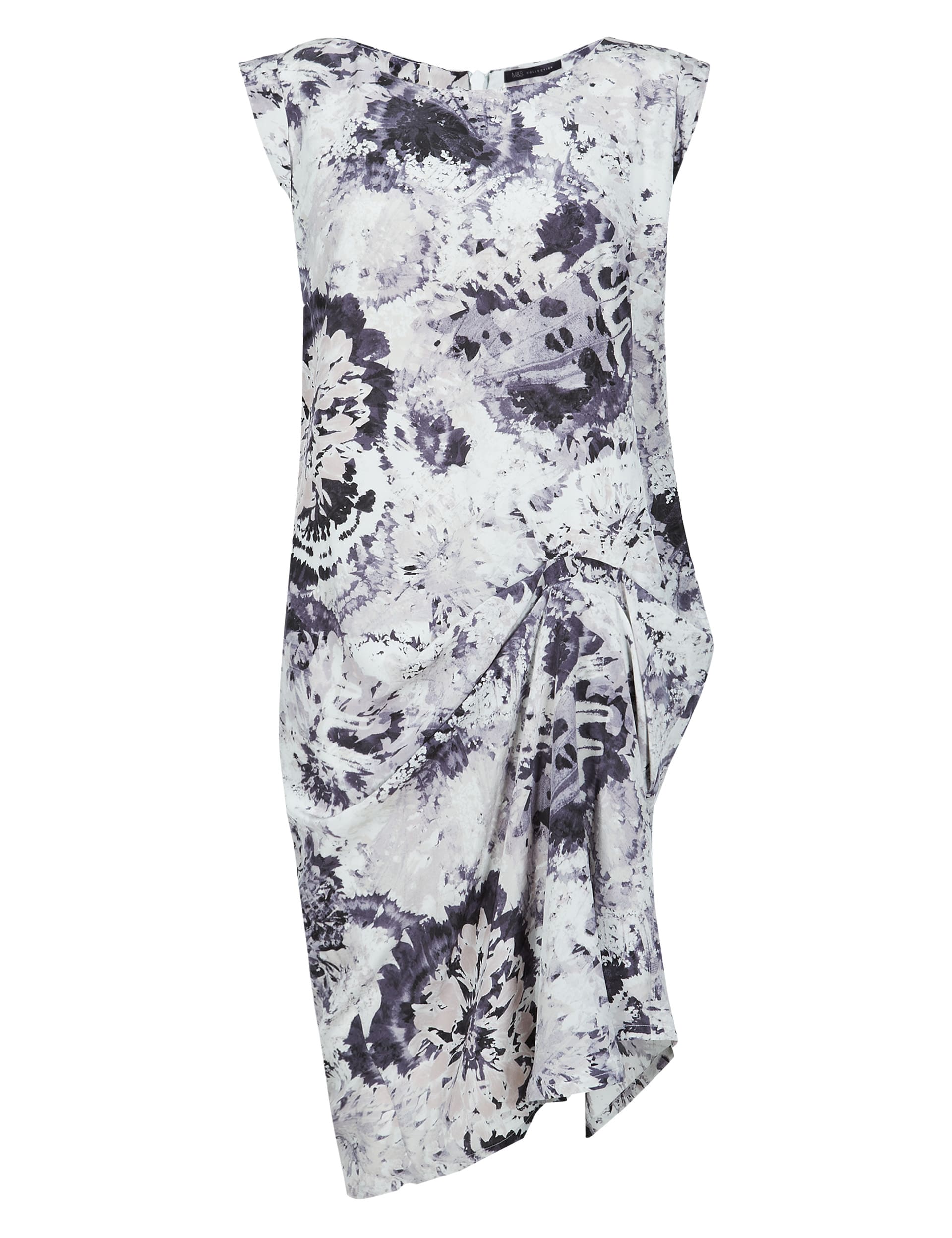 Pure Silk Abstract Print Shift Dress M S