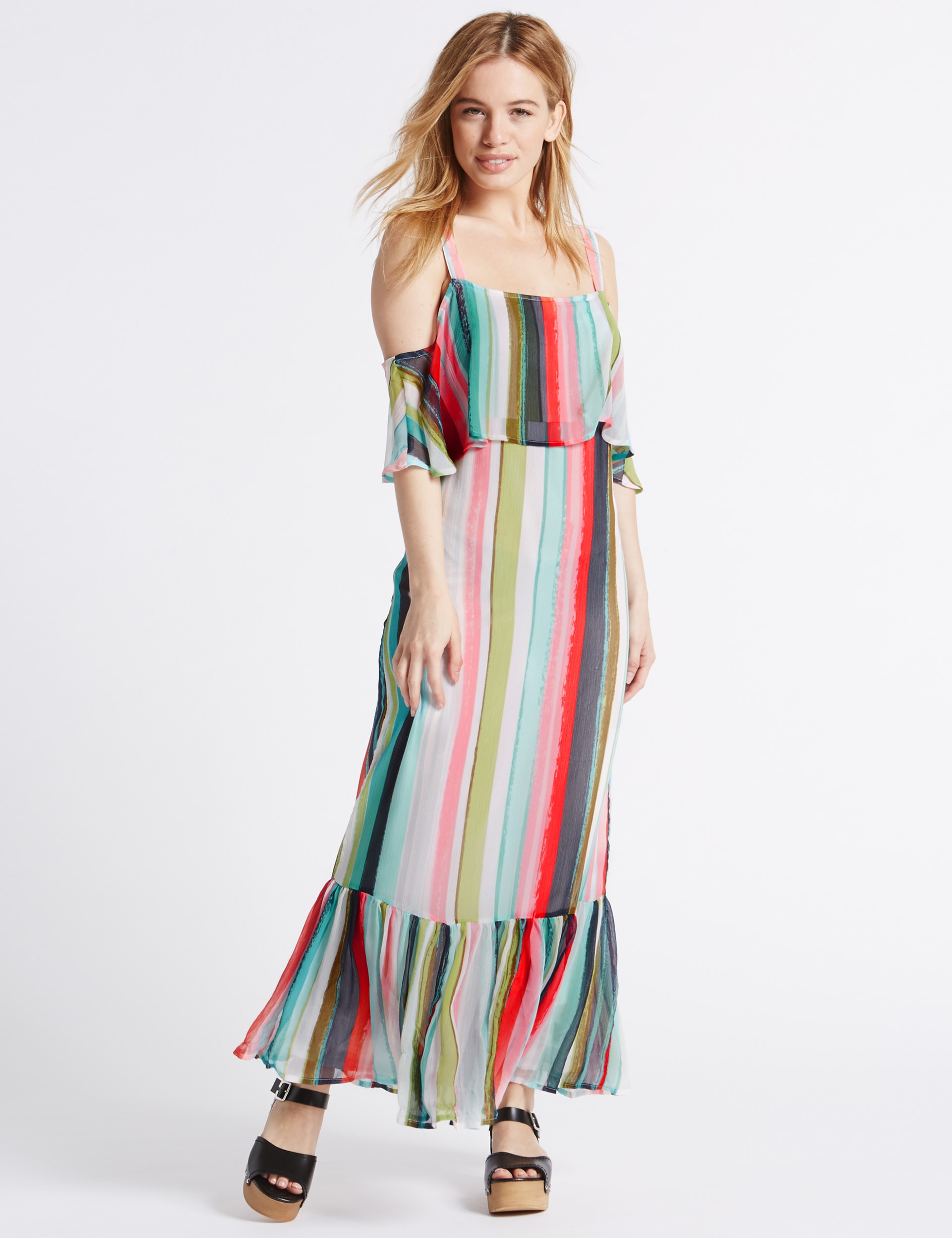 PETITE Striped Maxi Dress M S Collection M S