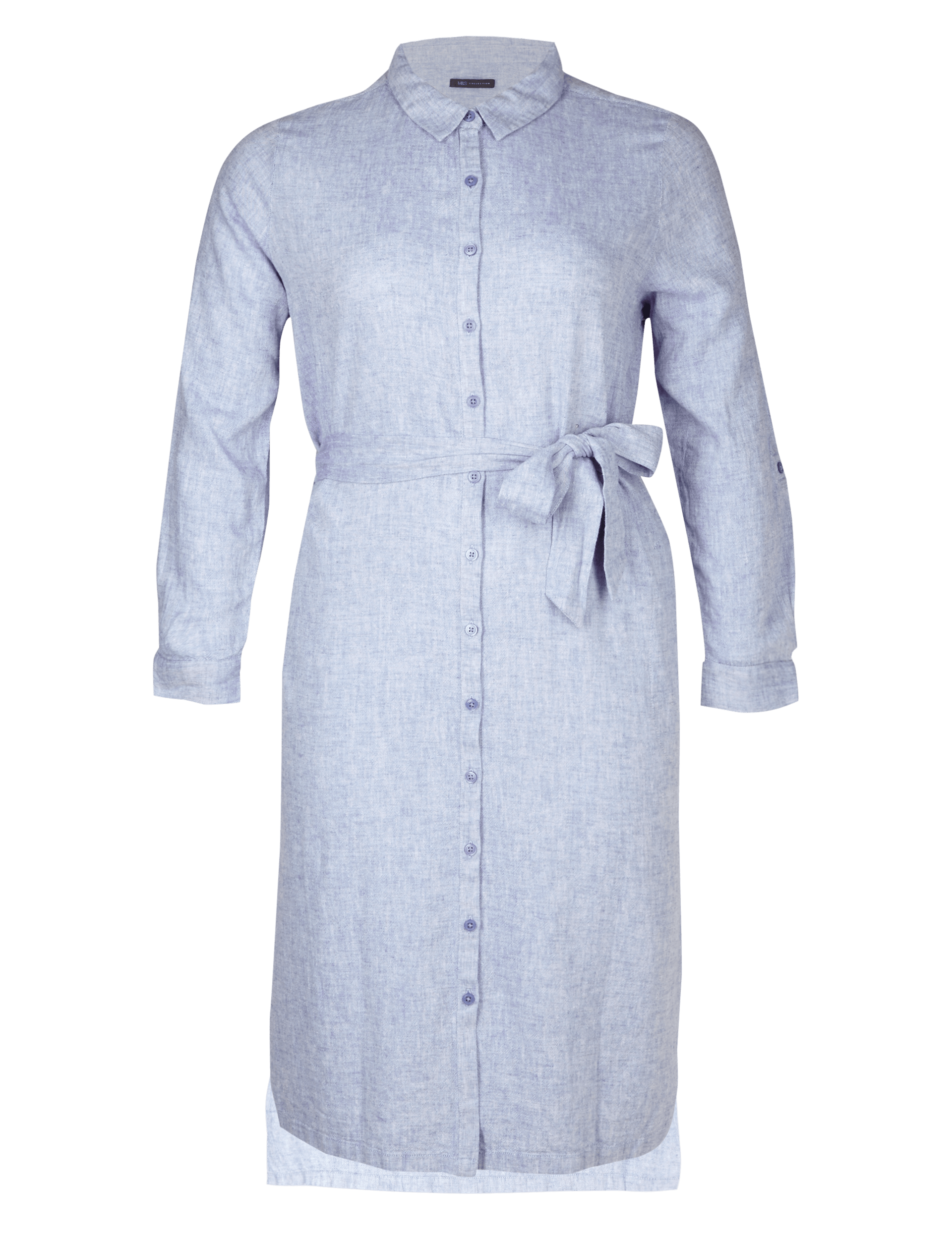 PLUS Linen Rich Chambray Shirt Midi Dress Image 2 of 6