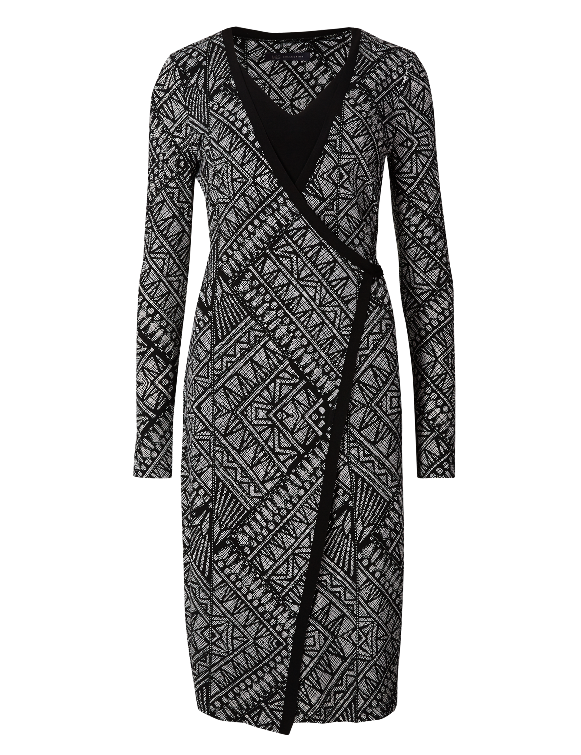 Tribal Print Layered Wrap Dress with Tie Image 2 of 5