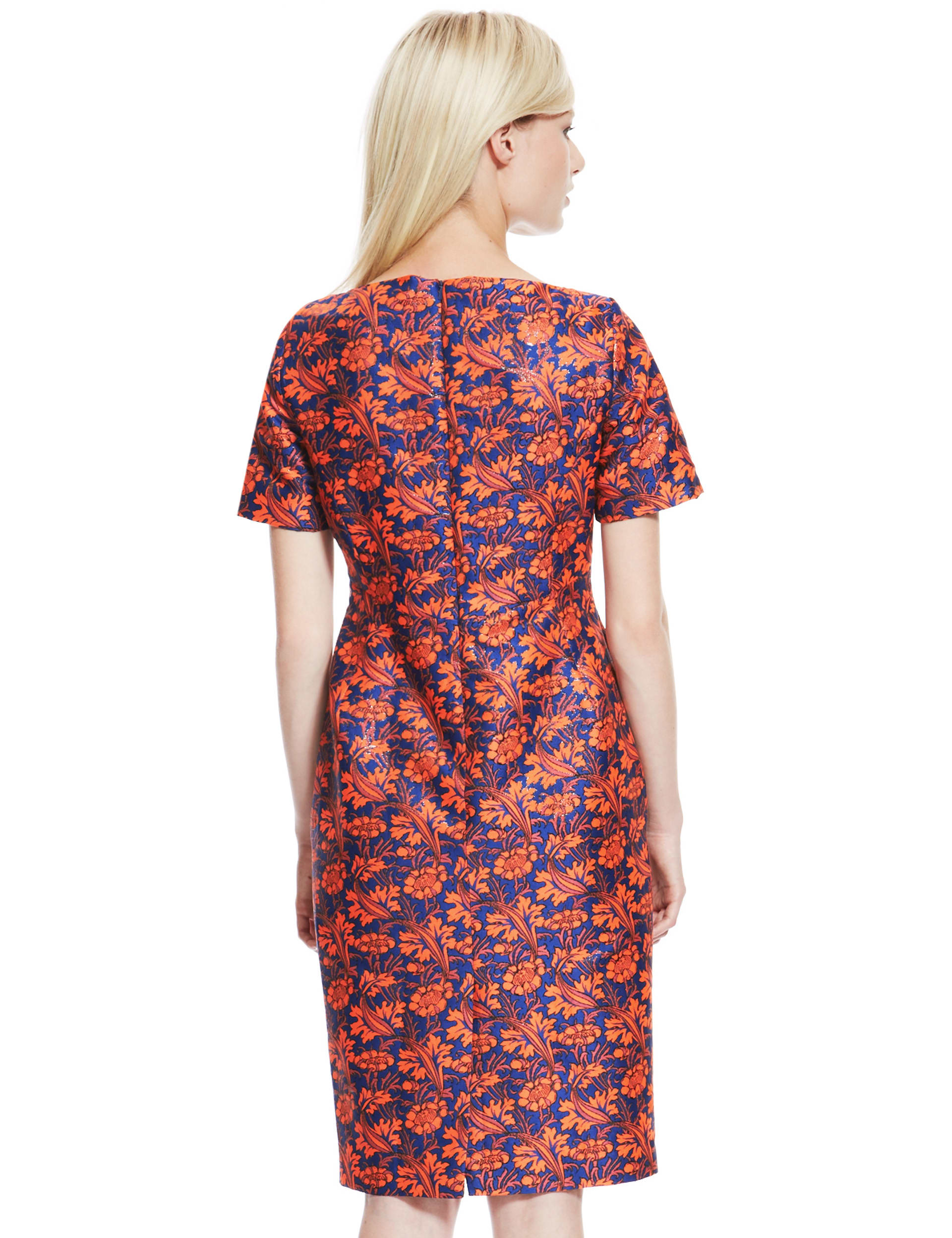 Best of British Floral Jacquard A-Line Dress Image 2 of 4