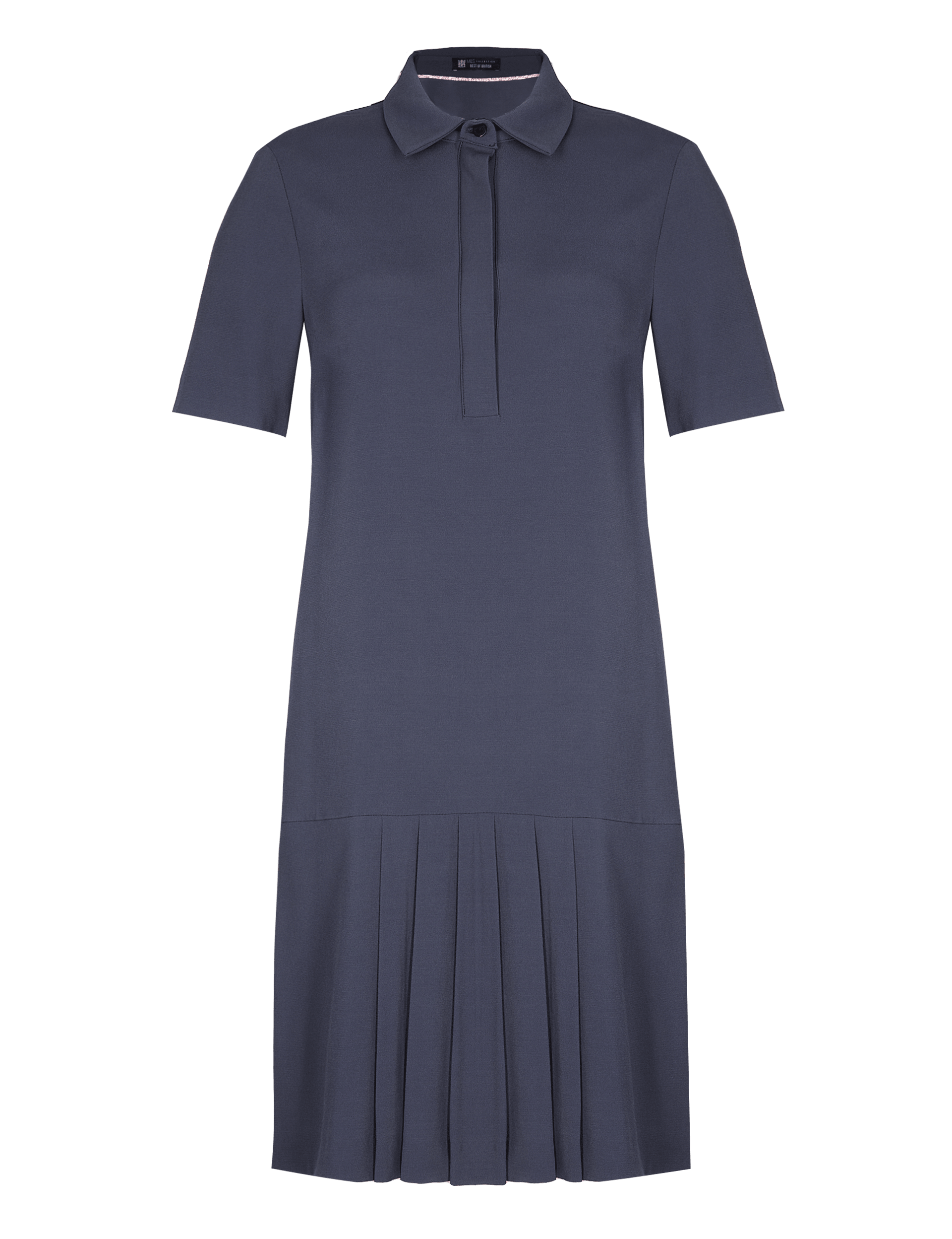 Stamp Printed Pleated Hem Shirt Dress