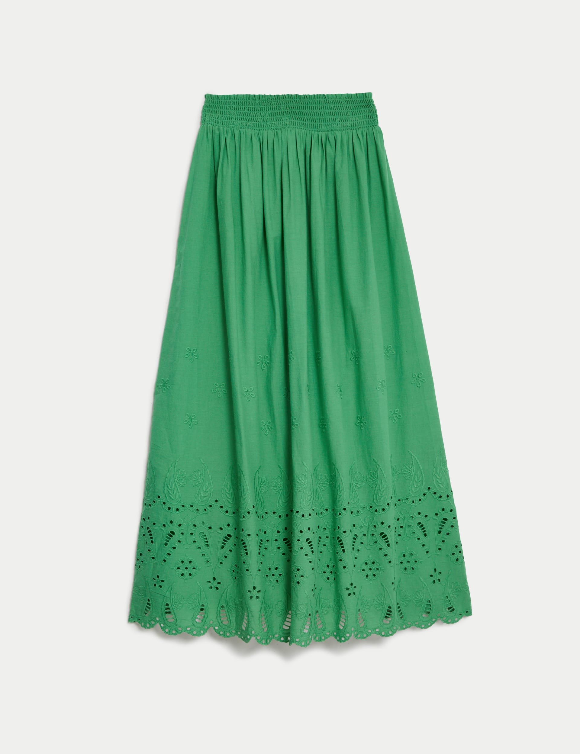 Pure Cotton Broderie Midi Skirt