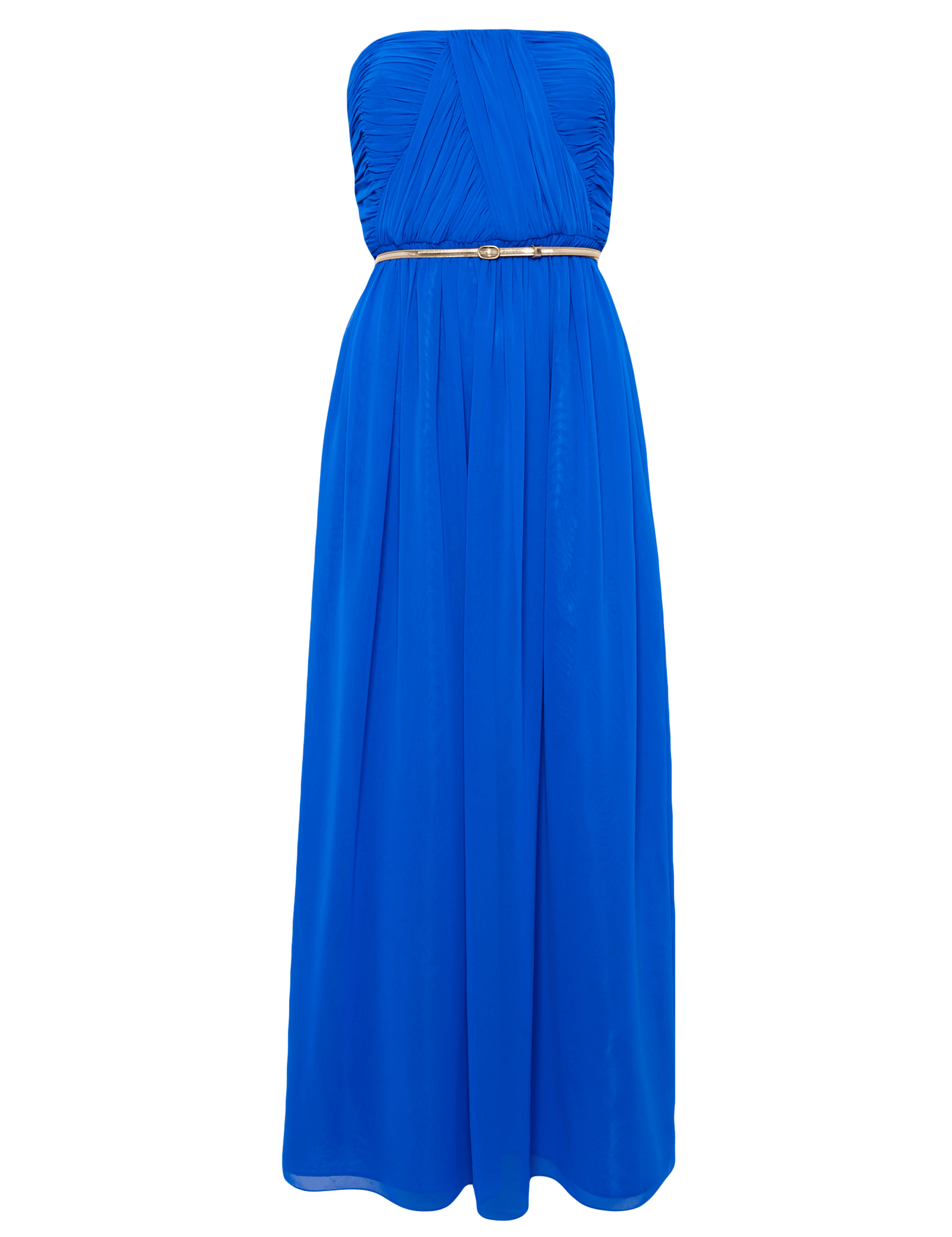 Strapless Pleated & Ruched Maxi Dress with Belt ONLINE ONLY Image 2 of 5