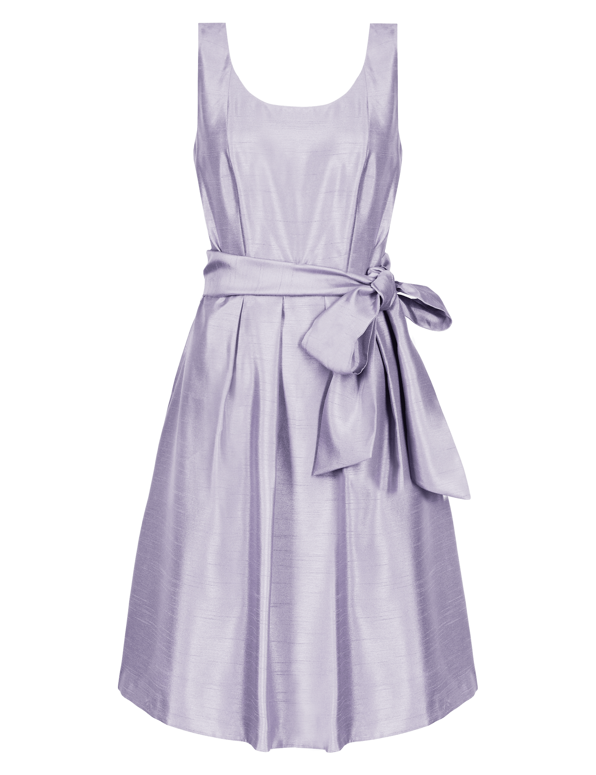 Fit & Flare Satin Belted Prom Bridesmaid Dress ONLINE ONLY Image 2 of 6