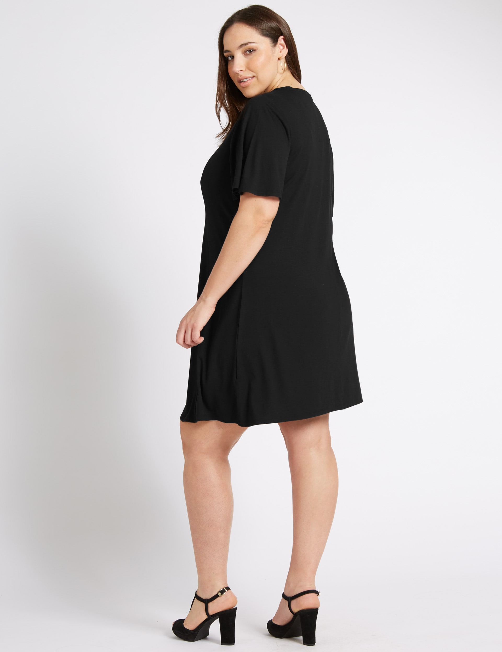 PLUS Round Neck Skater Swing Dress Image 2 of 3