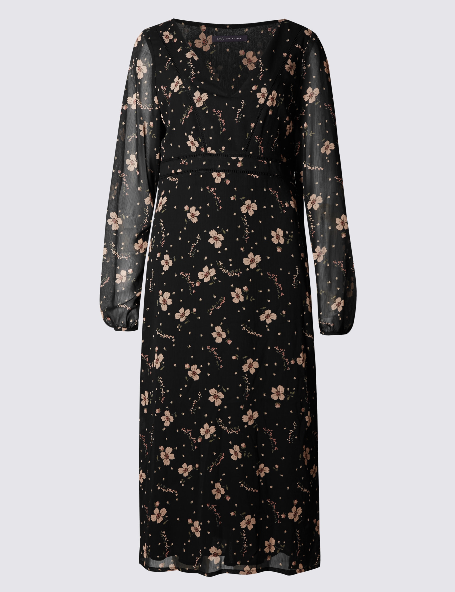 M and s floral midi dress best sale