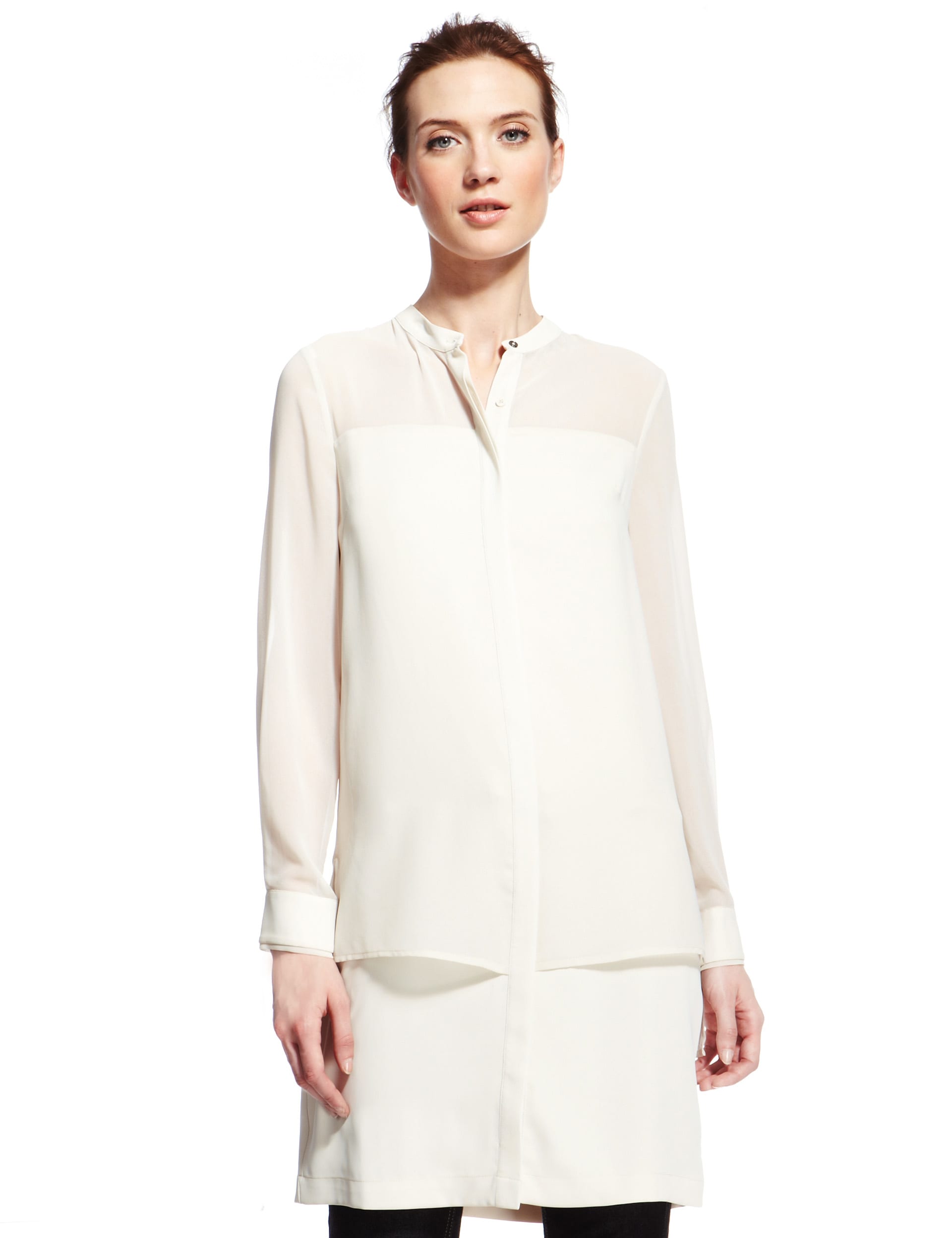 Sheer Hem Shirt Dress Image 2 of 4