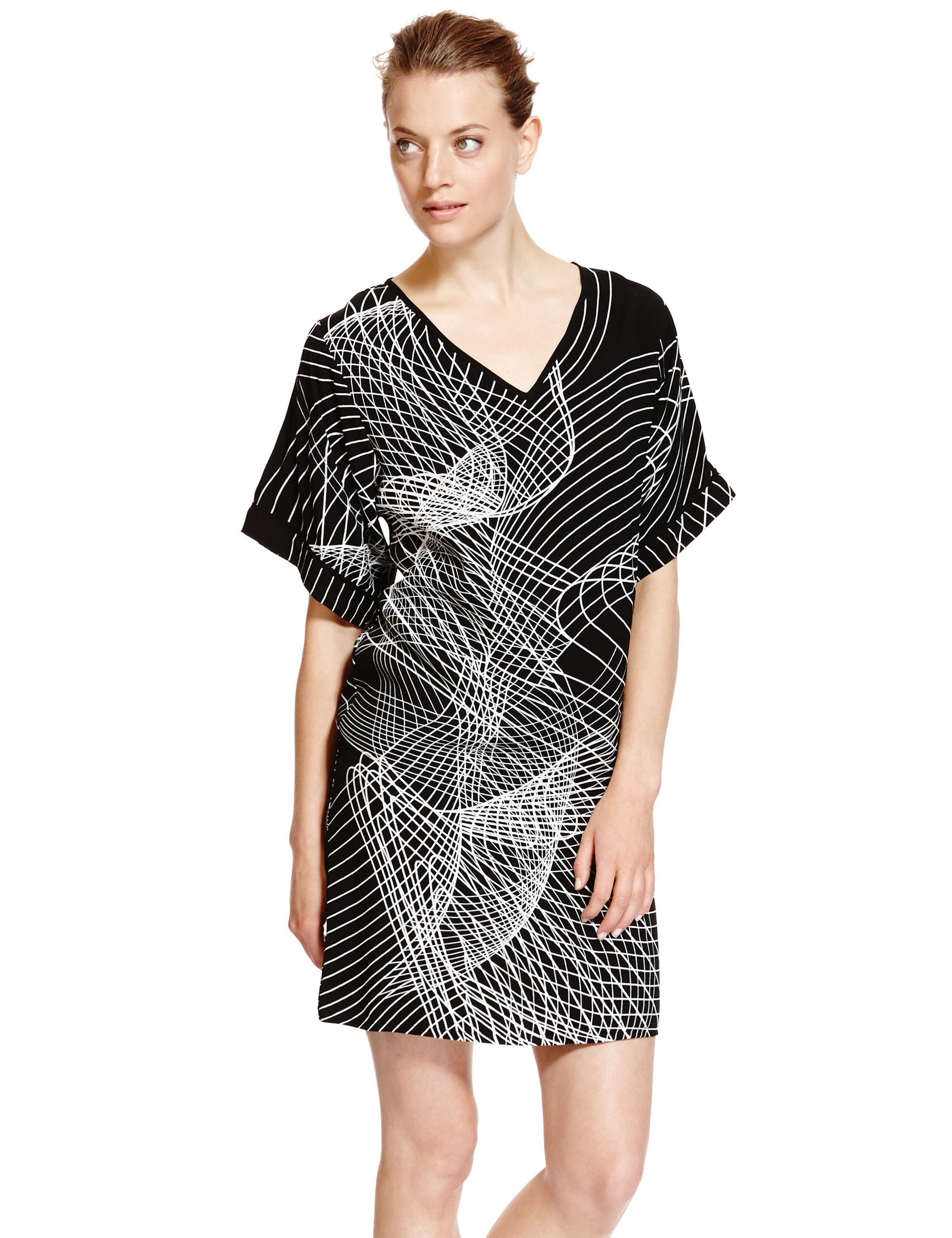 Spirograph Print Kimono Tunic Dress Image 2 of 3