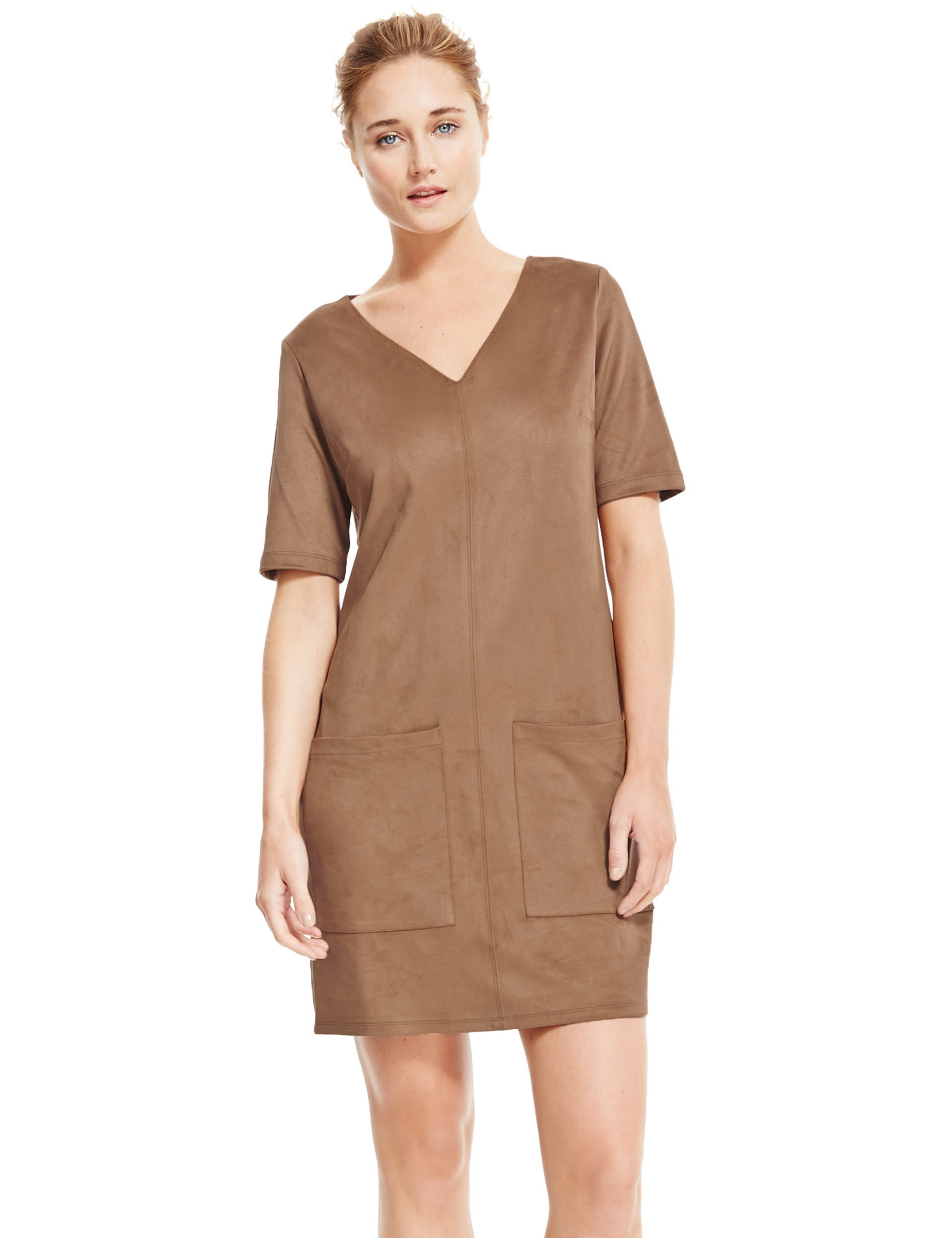Suede v neck dress new arrivals