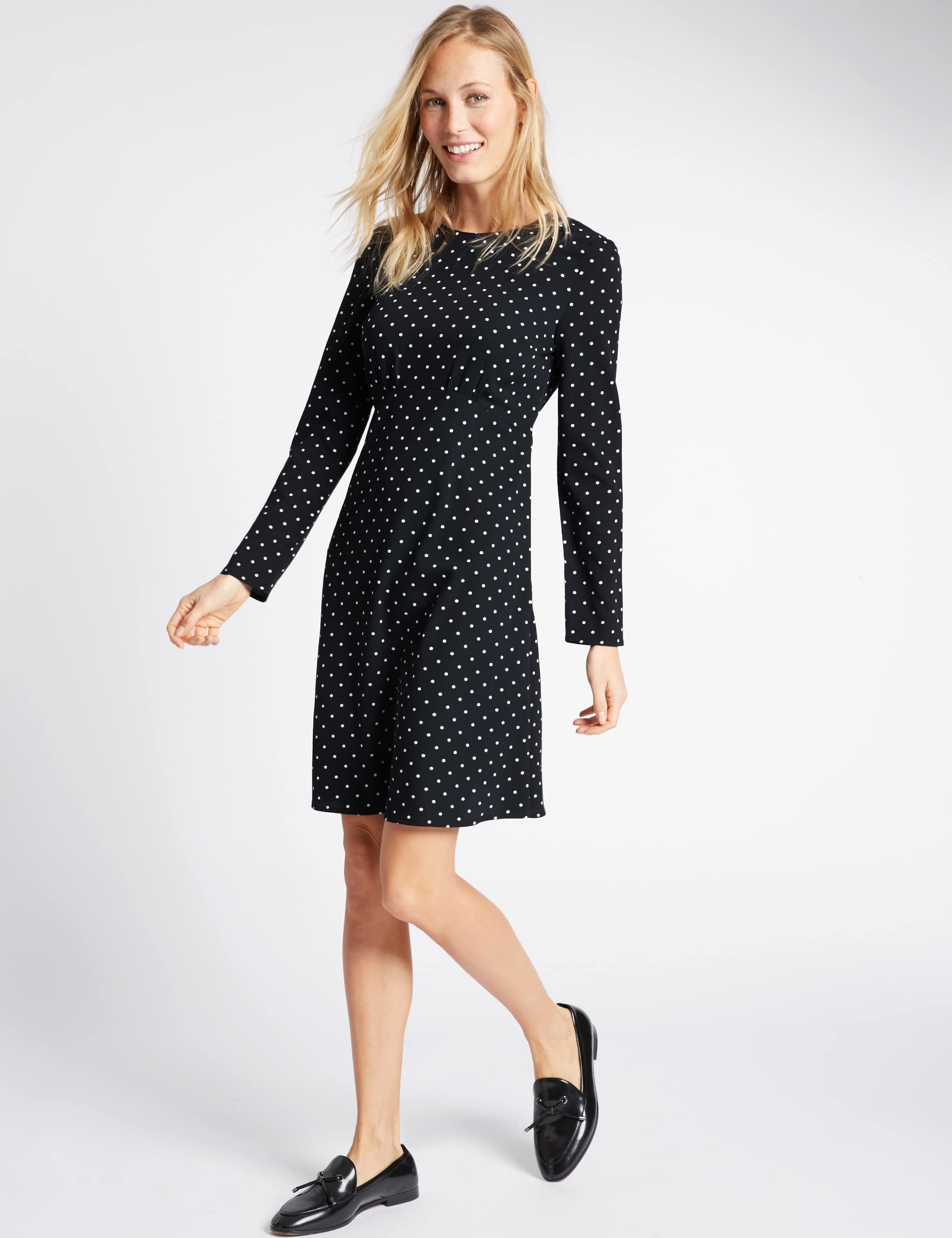 Spotted Fuller Bust Skater Dress Image 2 of 5